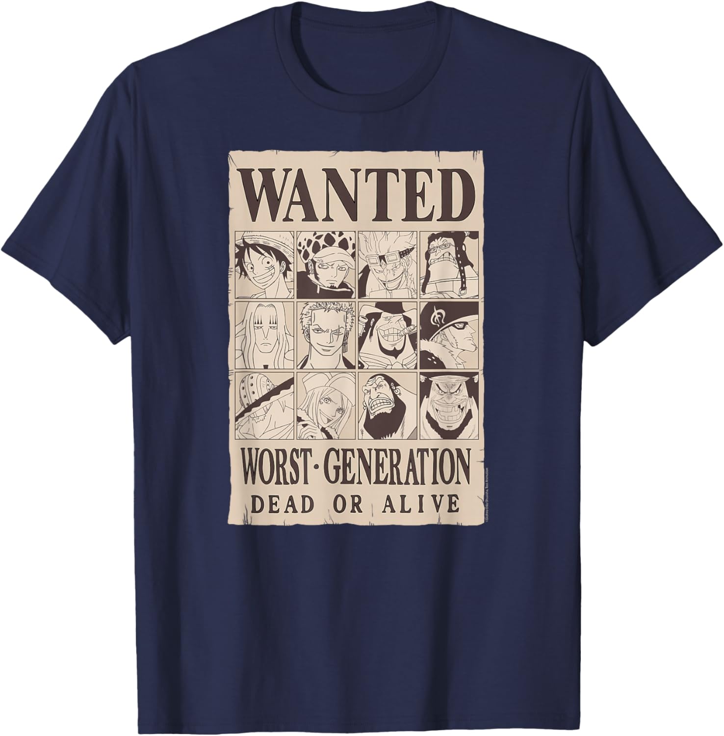 One Piece Anime Worst Generation Wanted Poster Collage T-Shirt for Fans - 3
