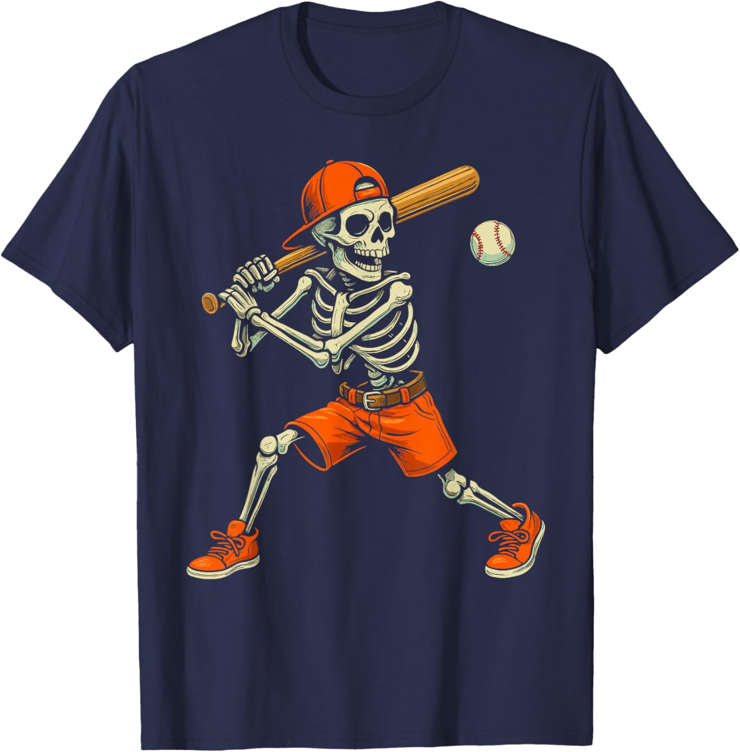 Funny Skeleton Baseball Halloween Costume T-Shirt for Kids and Men - 15