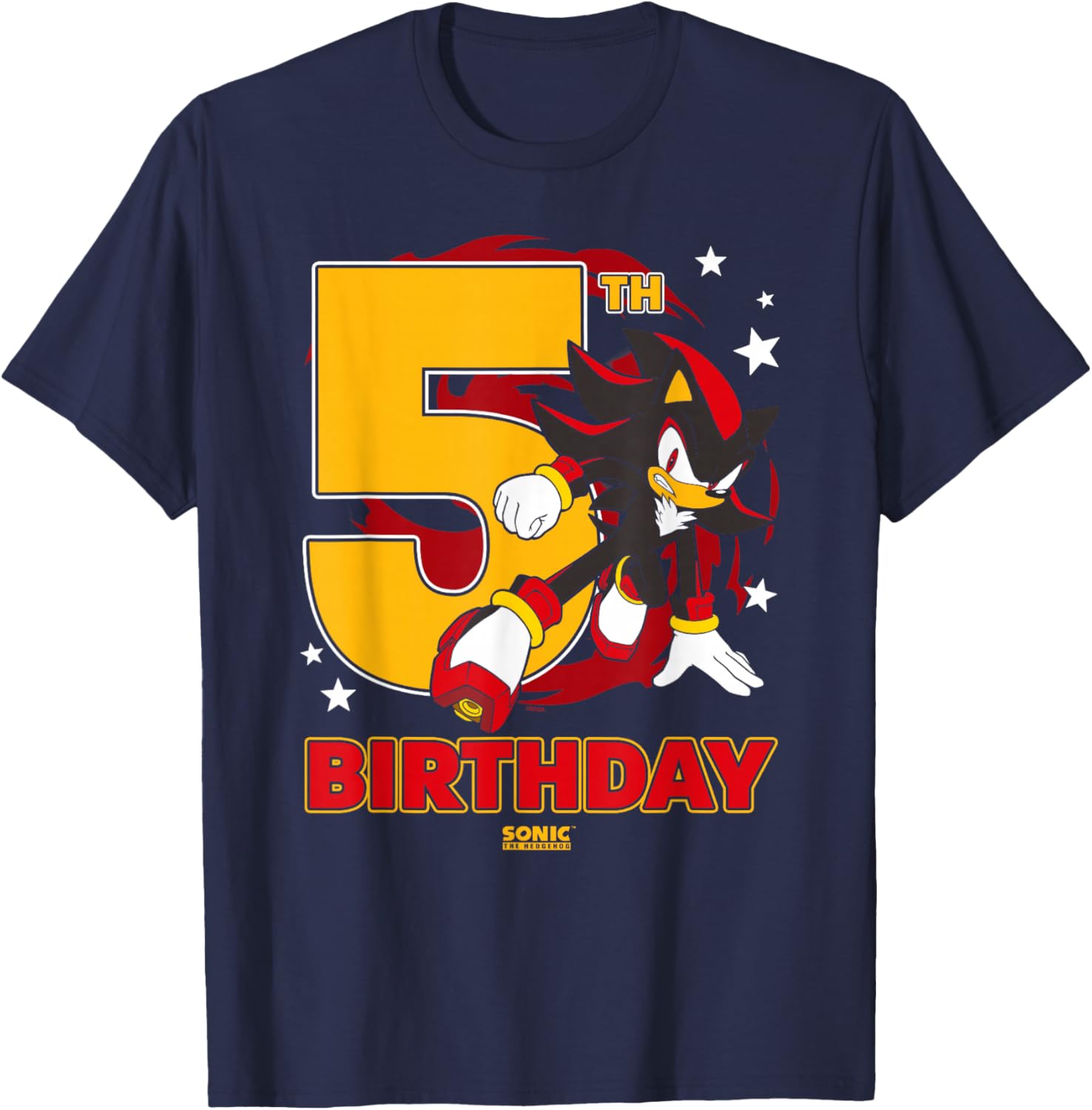 Epic Sonic The Hedgehog 5th Birthday Shadow Logo T-Shirt for Kids - 1
