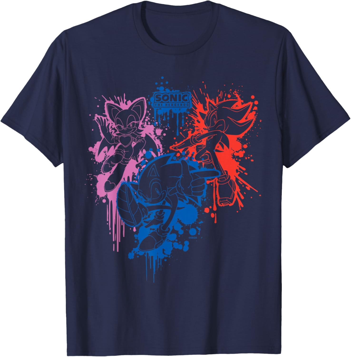 Sonic the Hedgehog Spray Paint T-Shirt Featuring Rouge Sonic and Shadow - 6