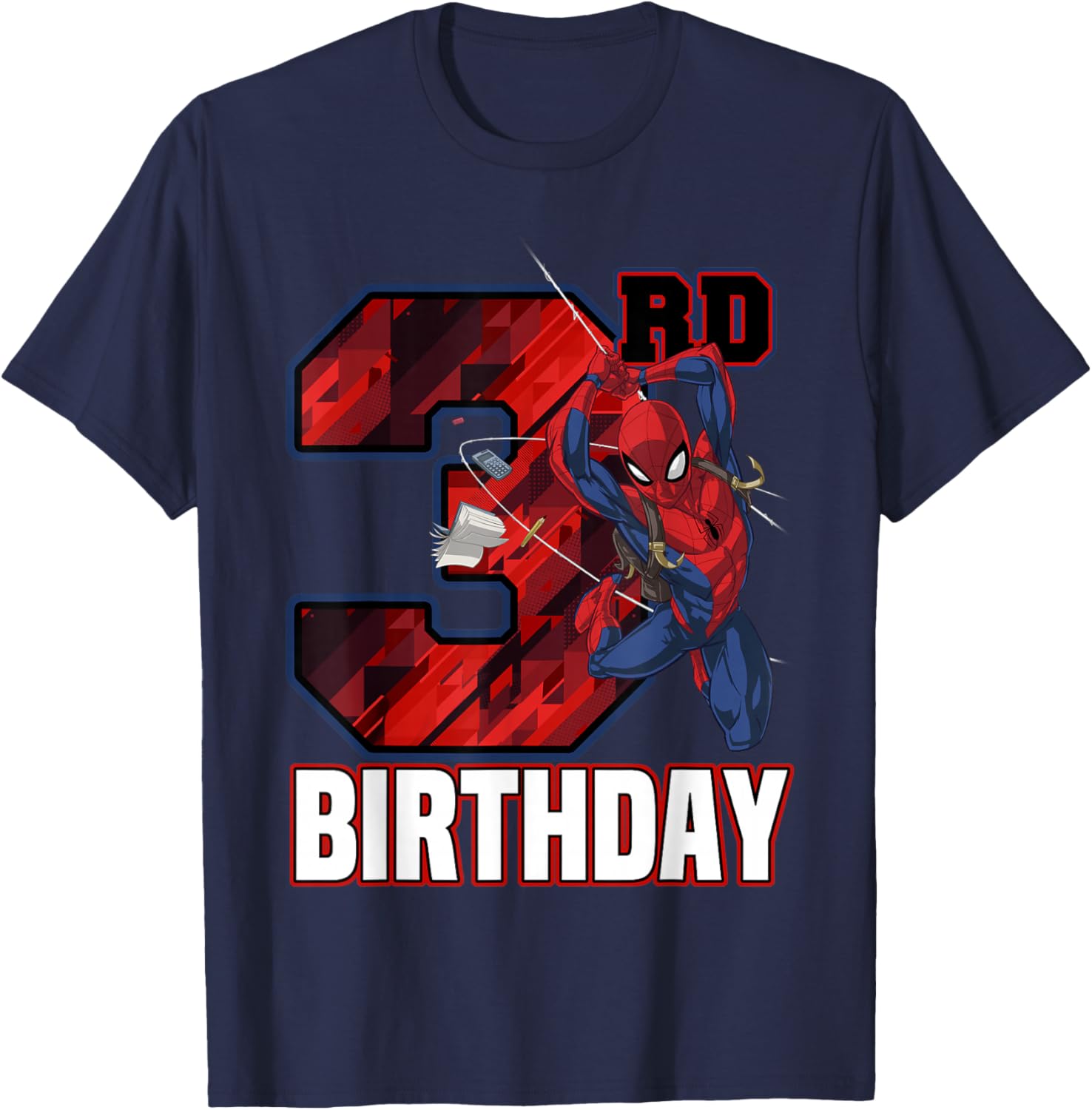 Spider-Man Web Swing 3rd Birthday T-Shirt for Kids Fun Party Wear - 8