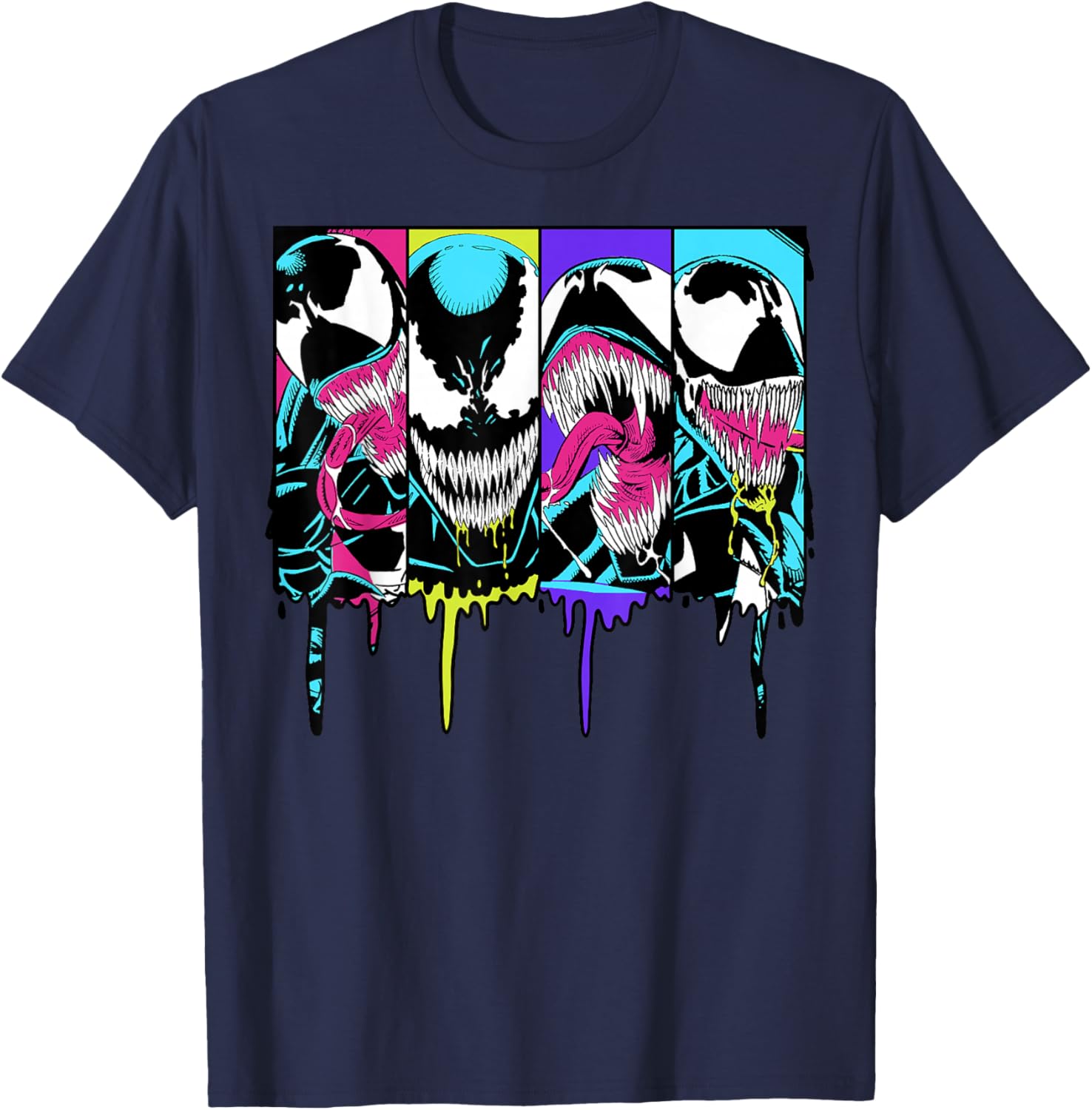 Colorful Marvel Venom Dripping Comic Panel T-Shirt for Fans and Collectors - 6