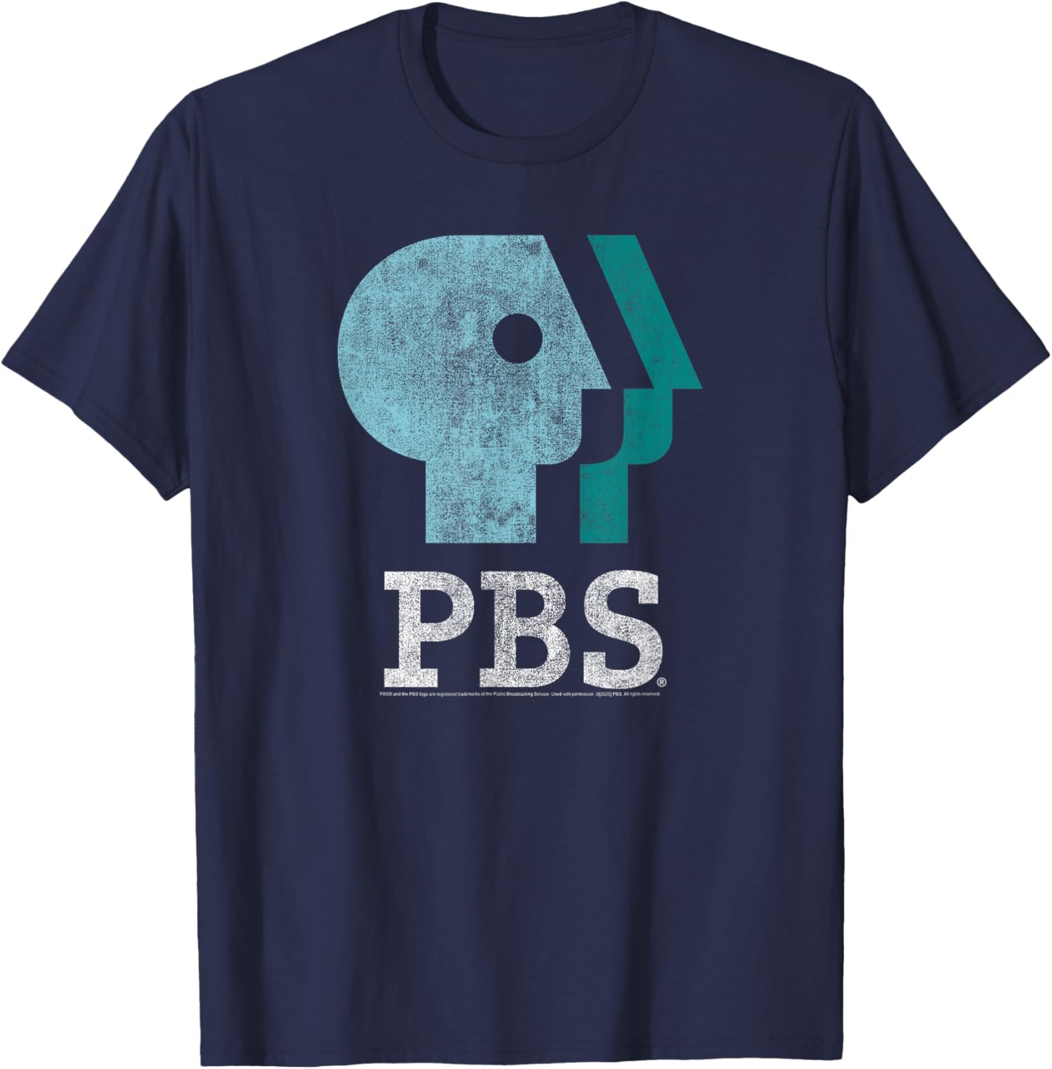 PBS Blue Teal and White Logo T-Shirt for Public Broadcasting Fans - 2