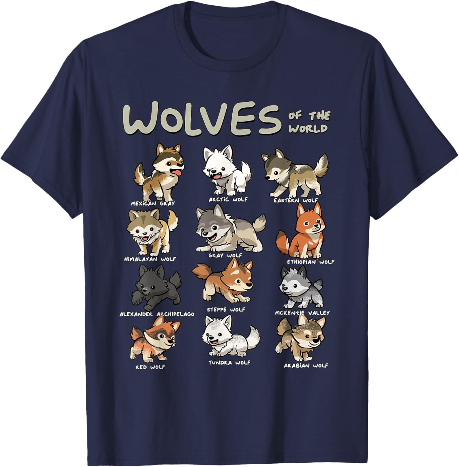 Charming Chibi Wolf T-Shirt for Animal Lovers - Cute Wolves Design - 14
