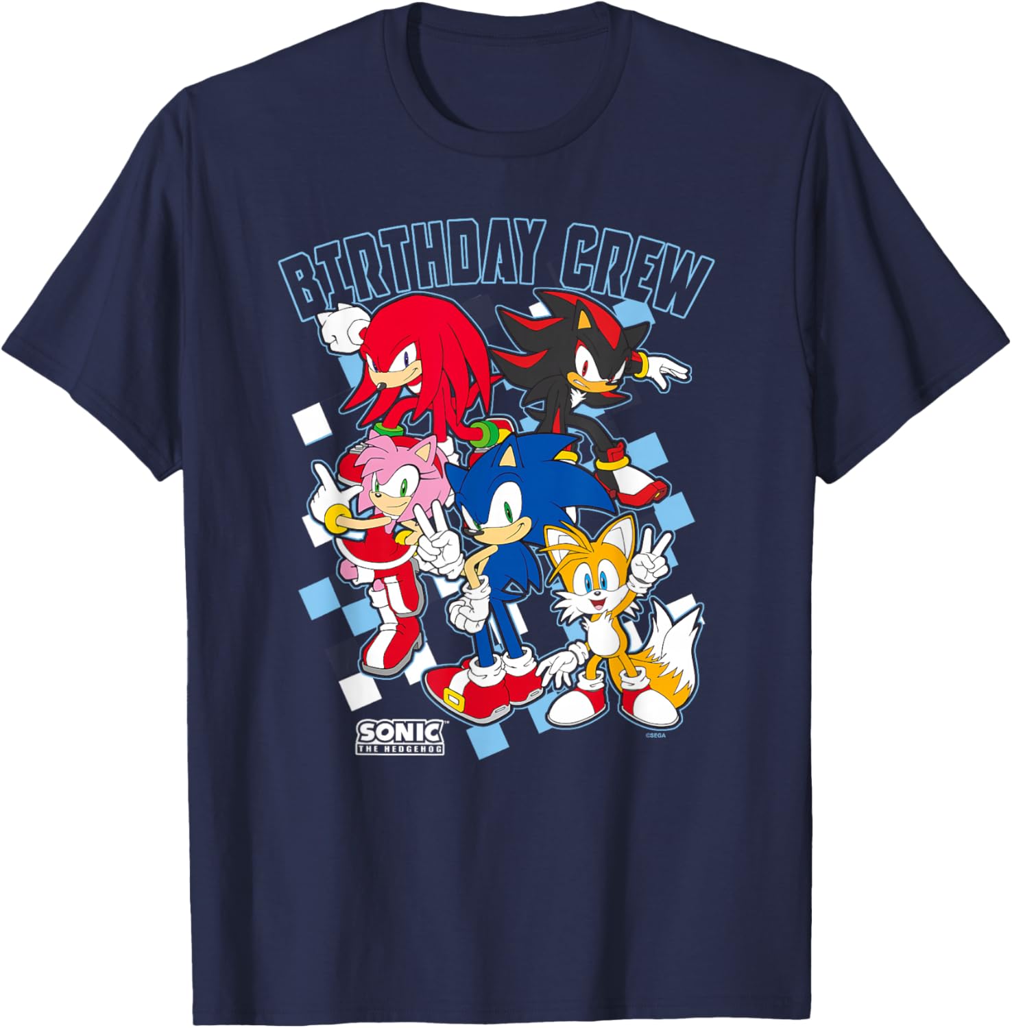 Sonic the Hedgehog Birthday Group Shot Big Logo T-Shirt for Fans - 2