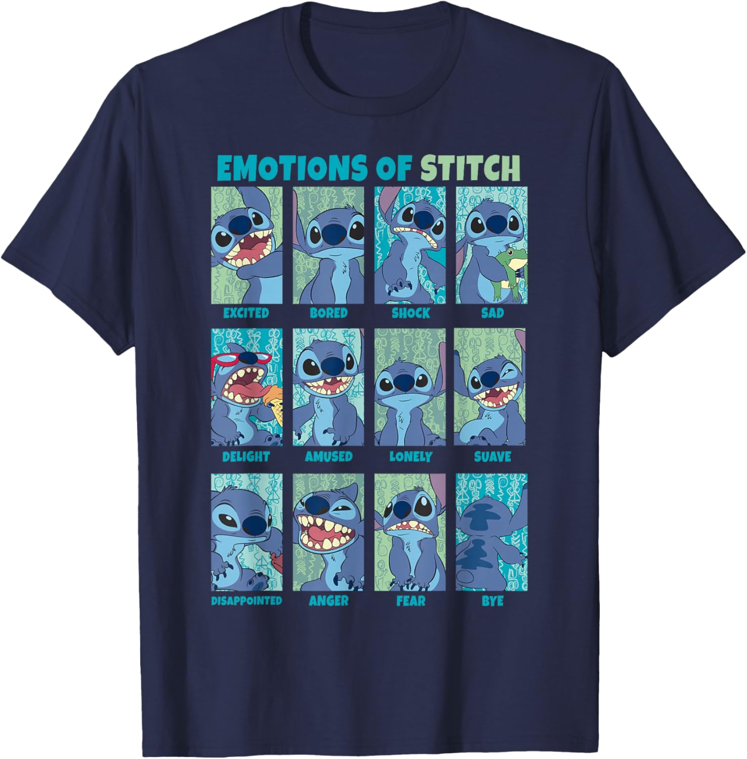Disney Lilo & Stitch Emotions Stitch Box Up Panels T-Shirt for Fans - 4