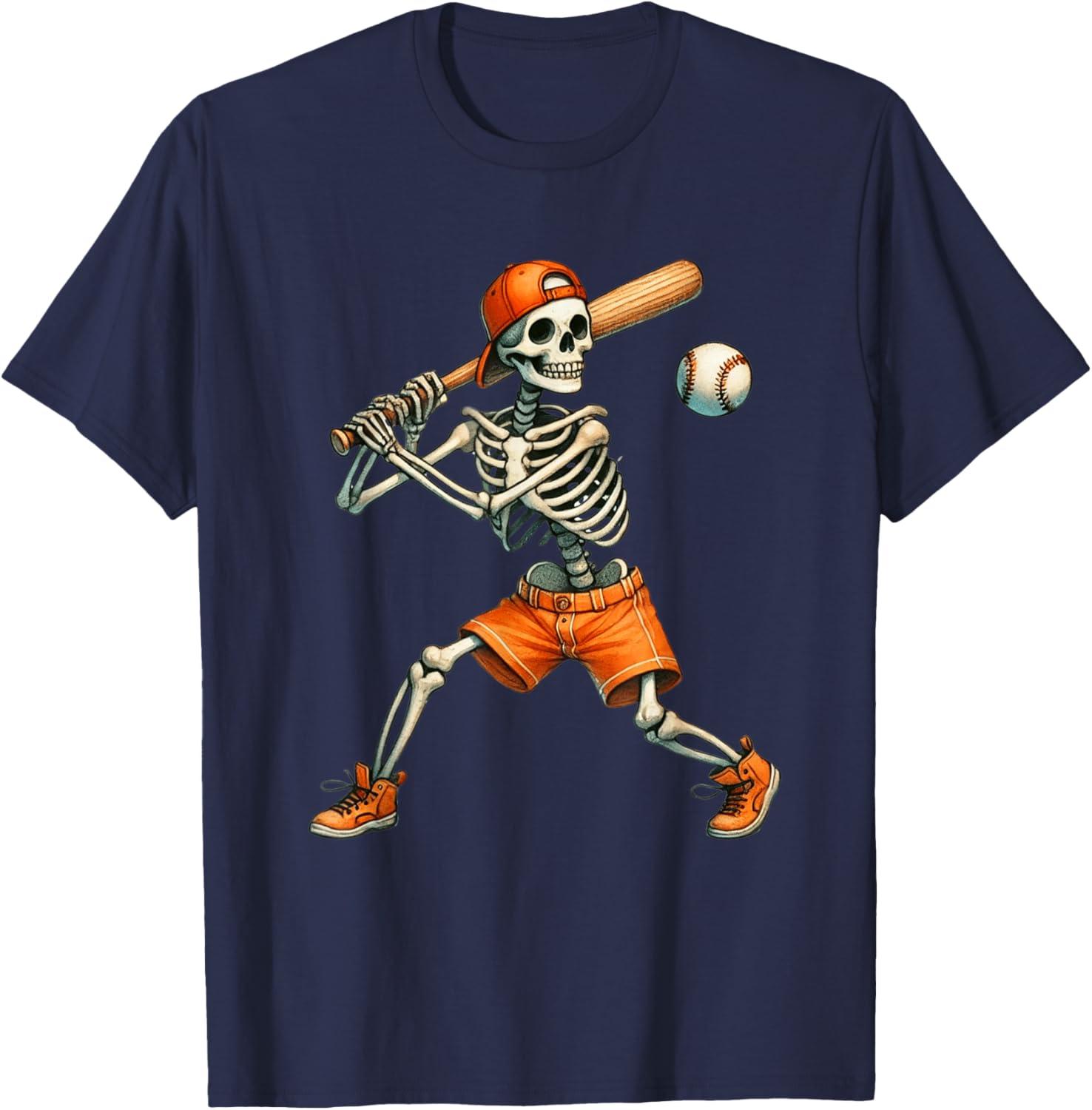 Funny Skeleton Baseball T-Shirt for Halloween Fun - Boys and Men Sizes - 5