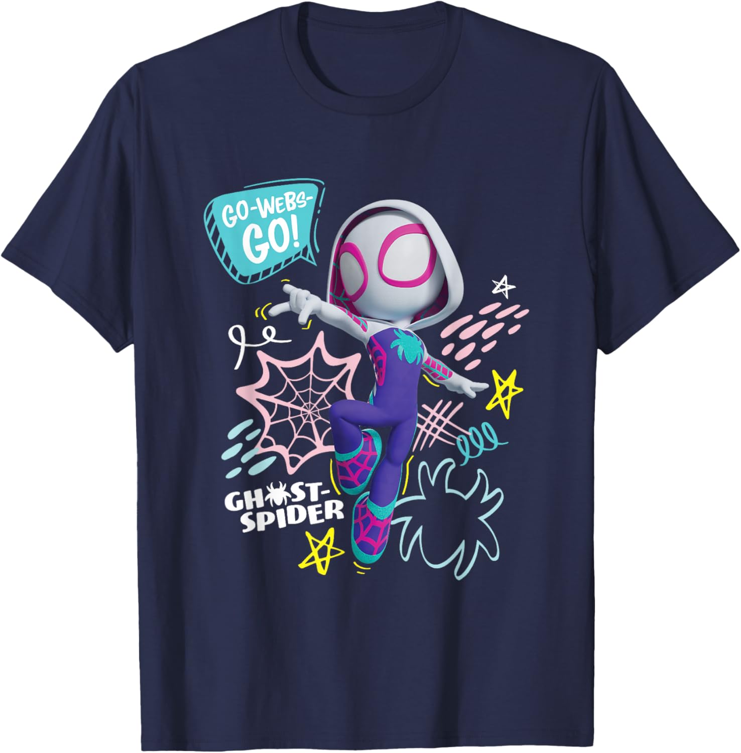 Marvel Spidey Ghost-Spider Go Webs T-Shirt for Kids and Fans - 2
