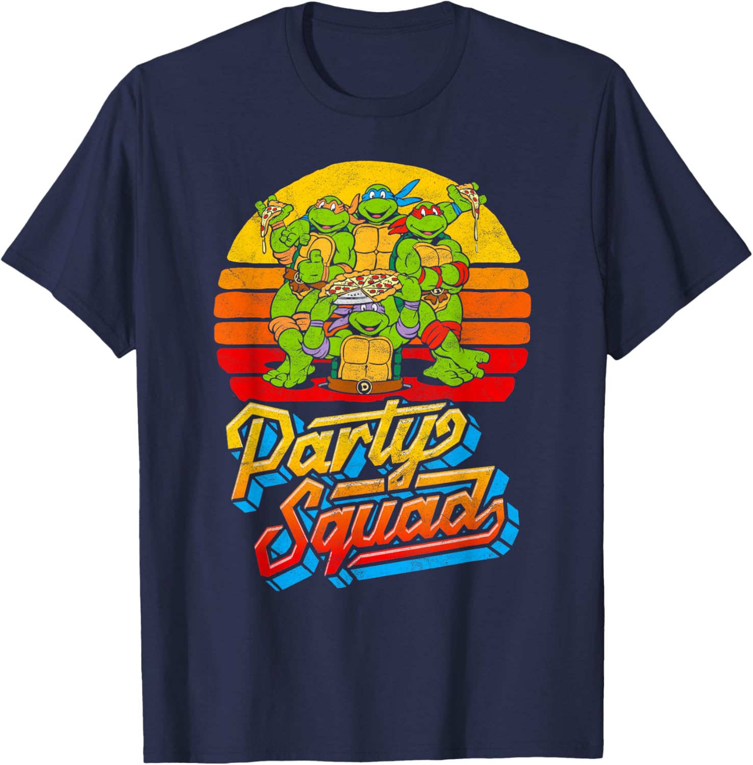 Mademark TMNT Vintage 80s Pizza Friends Distressed T-Shirt for Fans - 6