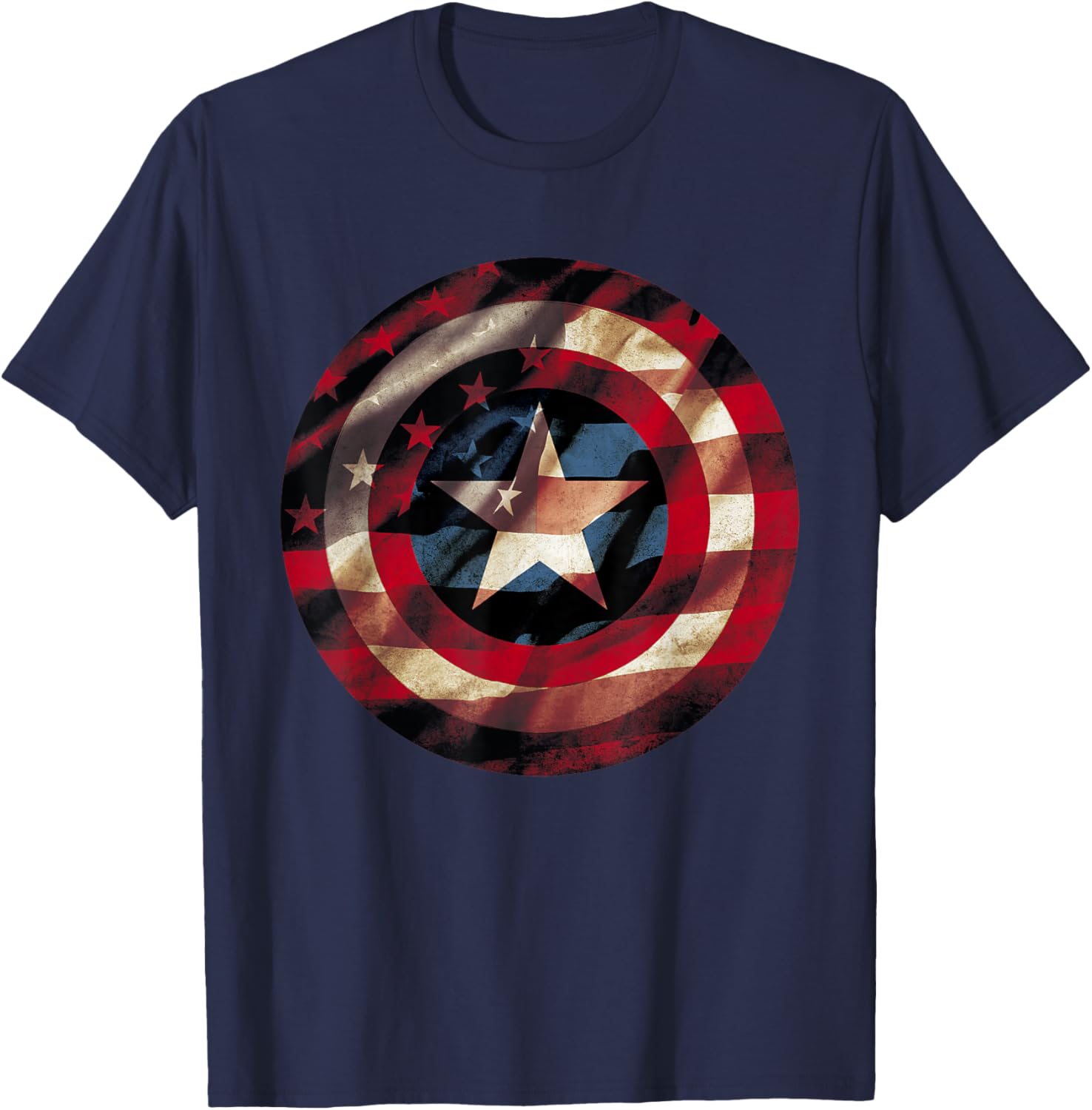 Captain America Graphic T-Shirt with Flag Fill Shield Design for Fans - 9