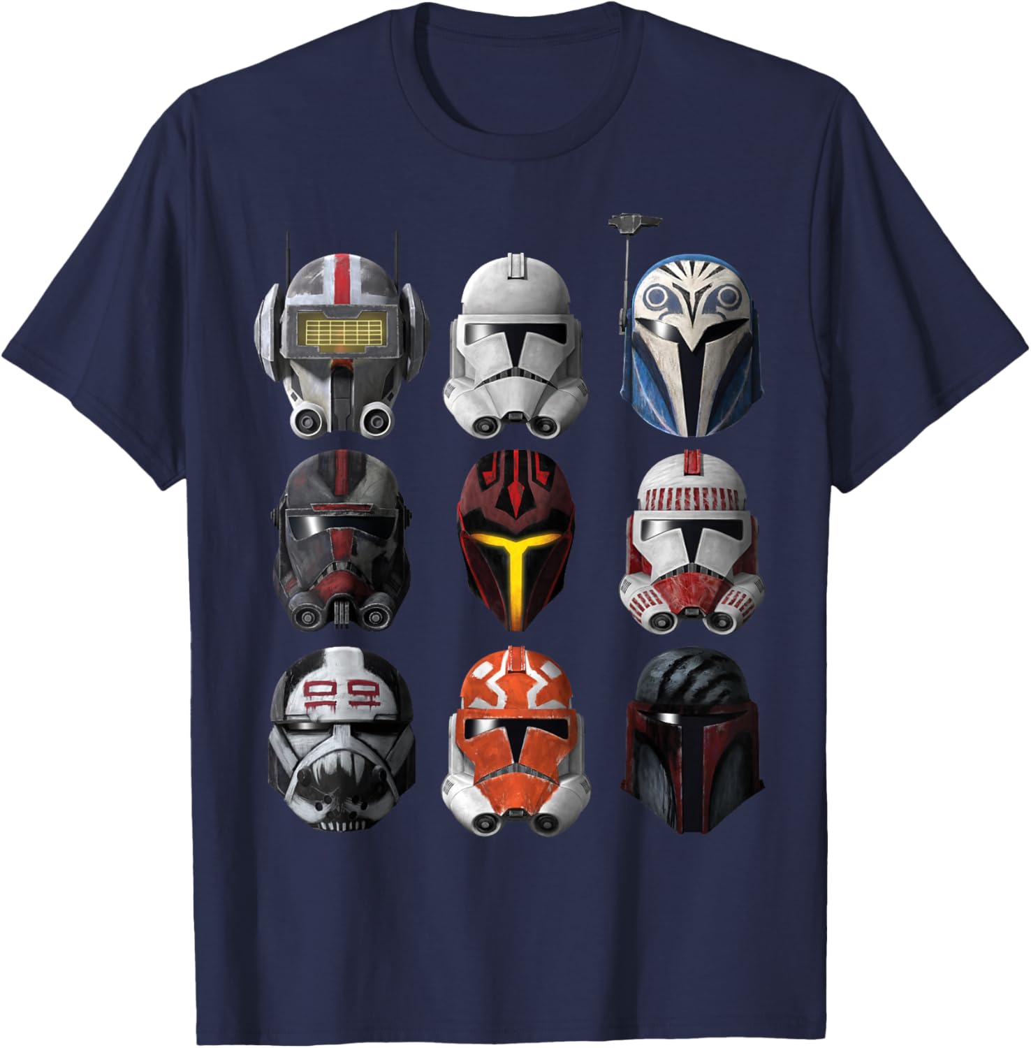 Star Wars Clone Wars Helmets T-Shirt for Fans and Collectors - 9