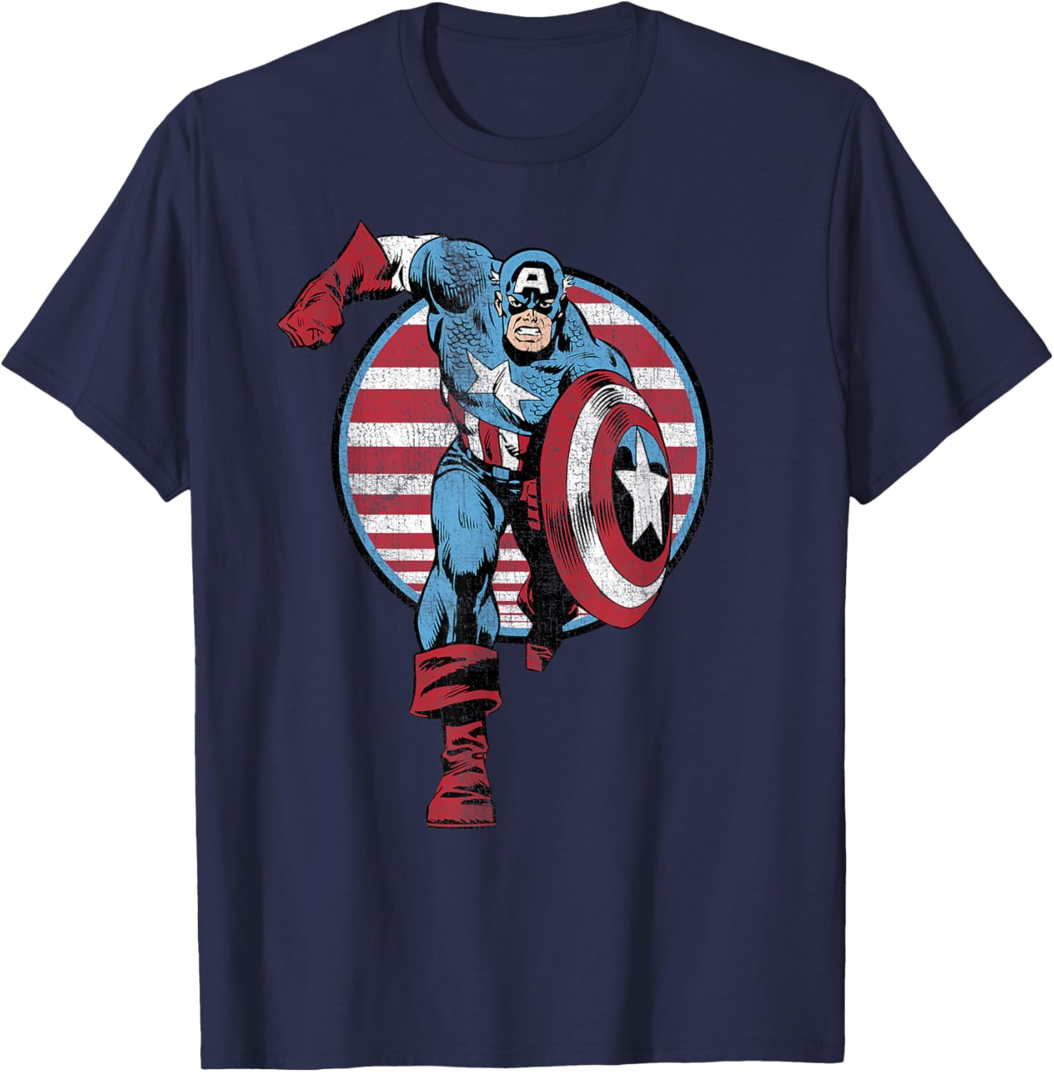 Vintage Captain America Retro Comic Circle T-Shirt for Fans - 2