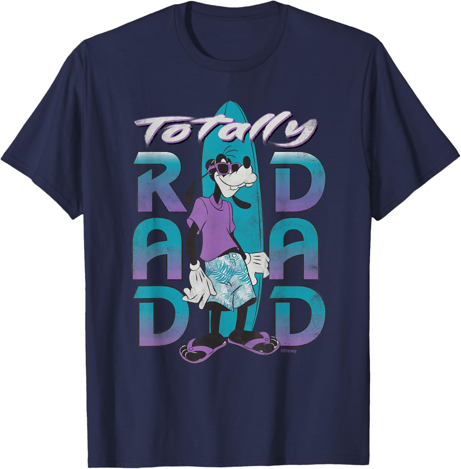 Disney Goofy Totally Rad Dad Surfing Distressed T-Shirt for Father's Day - 15