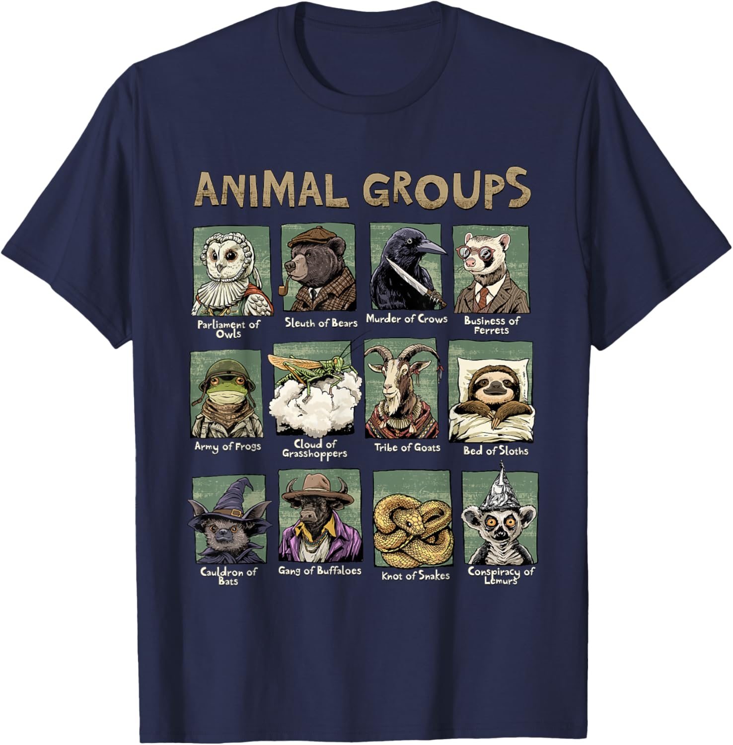 Animal Groups Unveiled T-Shirt - Fun Educational Wildlife Design - 3
