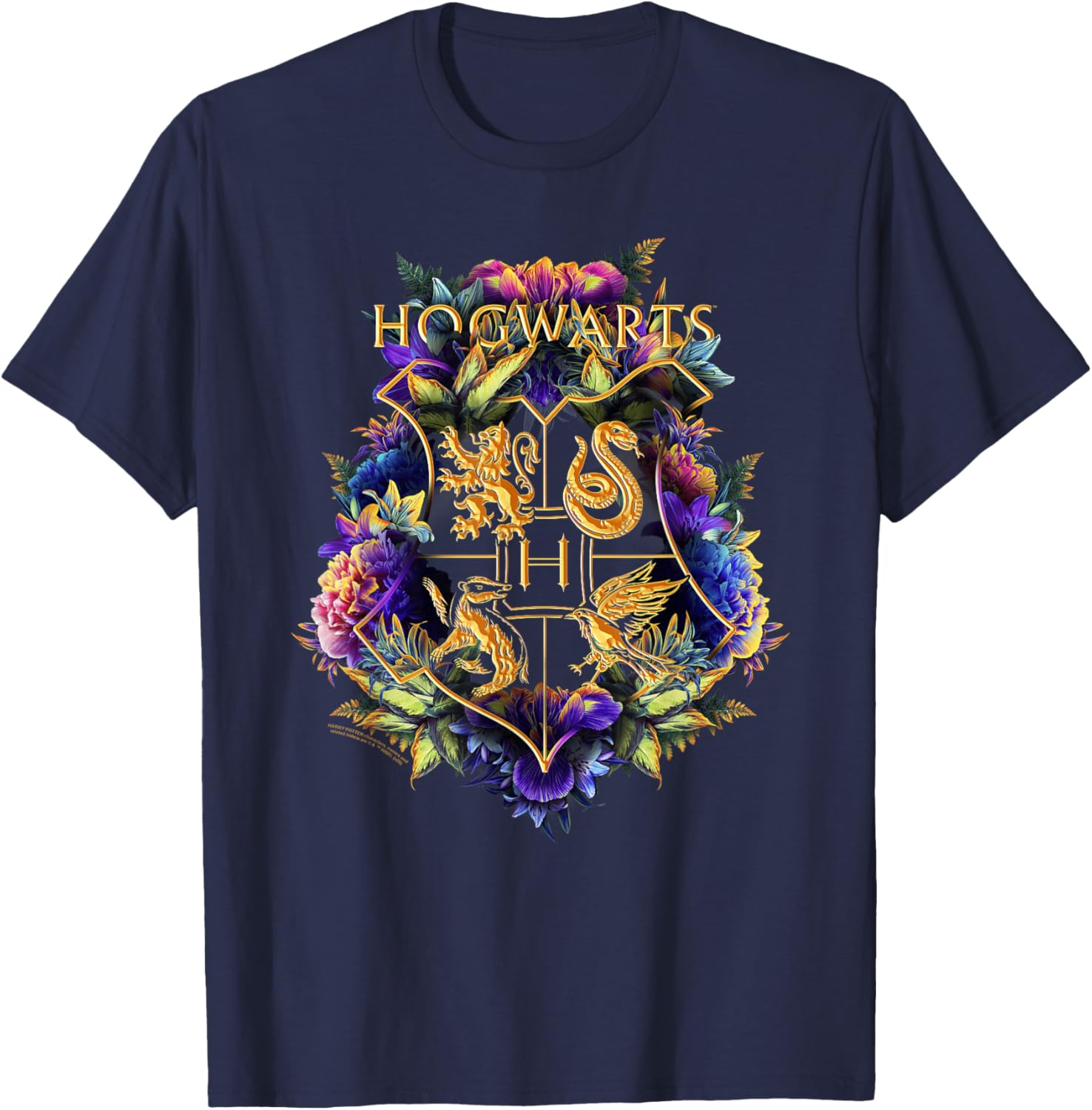 Harry Potter Hogwarts Floral Crest Long Sleeve T-Shirt for Fans - 1