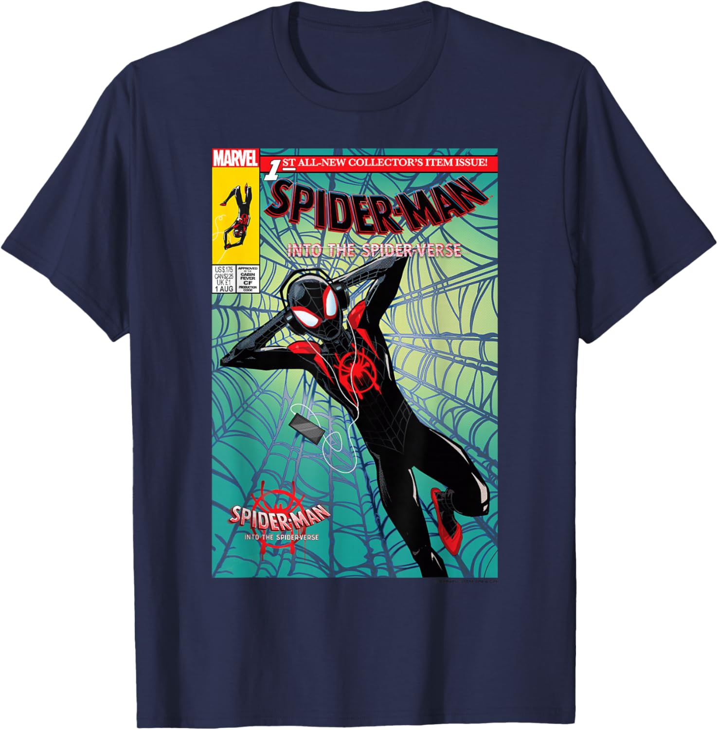 Classic Marvel Spider-Man Crew Neck T-Shirt Black 100% Cotton for Fans - 11