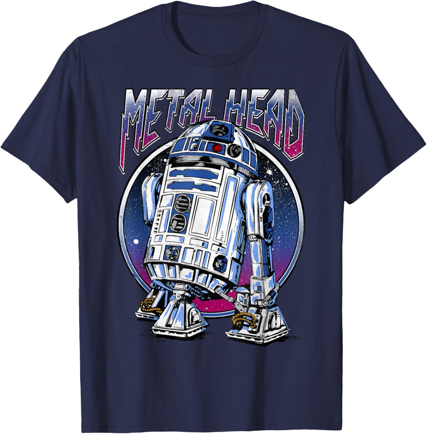 Vintage Star Wars R2D2 Metal Head T-Shirt for Disney Fans - 2