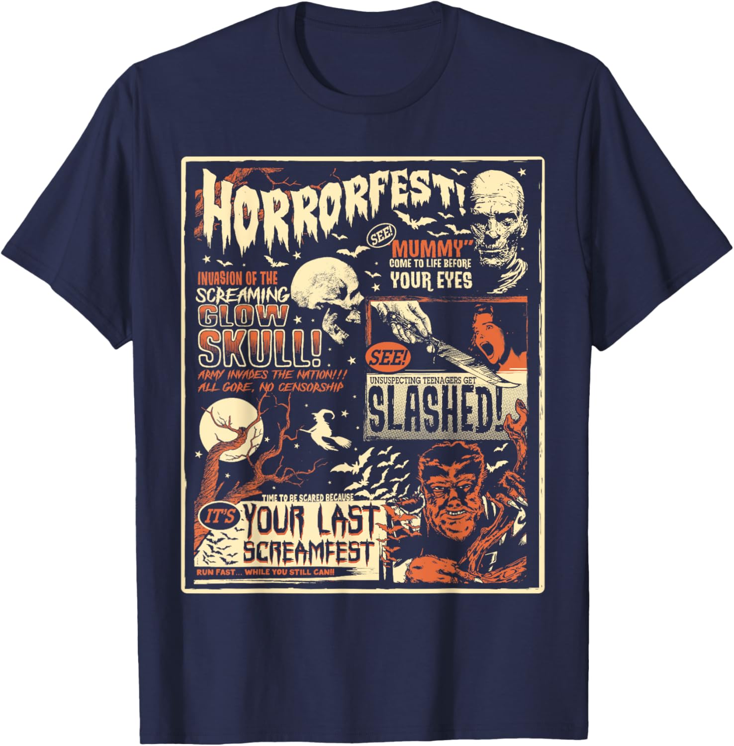 Vintage Horrorfest Halloween T-Shirt for Movie Lovers and Horror Fans - 10