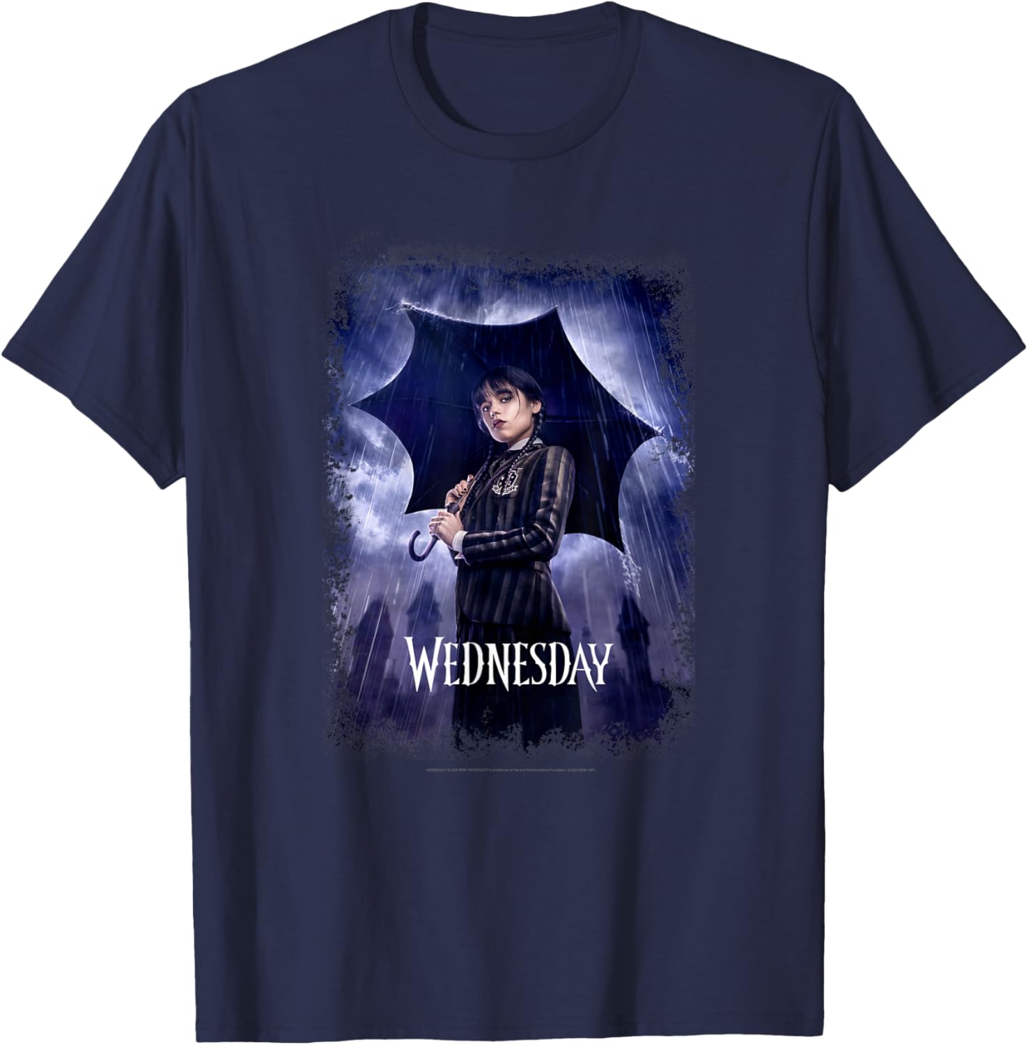Wednesday Black Umbrella Rain Portrait T-Shirt for Fashion Lovers - 1