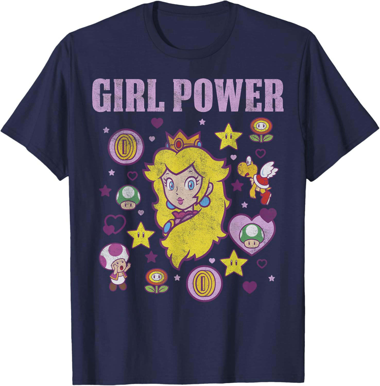 Nintendo Super Mario Peach Girl Power Icons Graphic T-Shirt for Women - 1