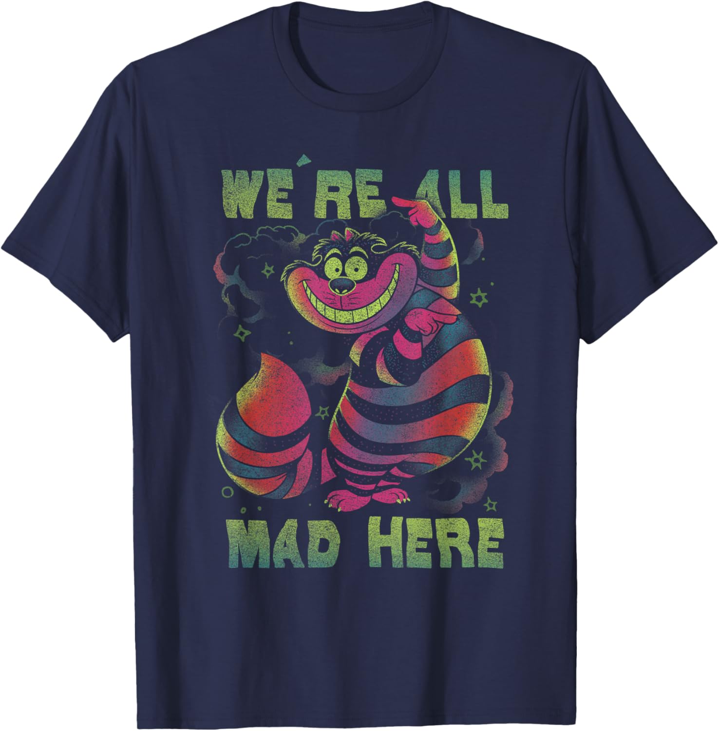 Cheshire Cat All Mad Here Neon T-Shirt for Disney Alice in Wonderland Fans - 2
