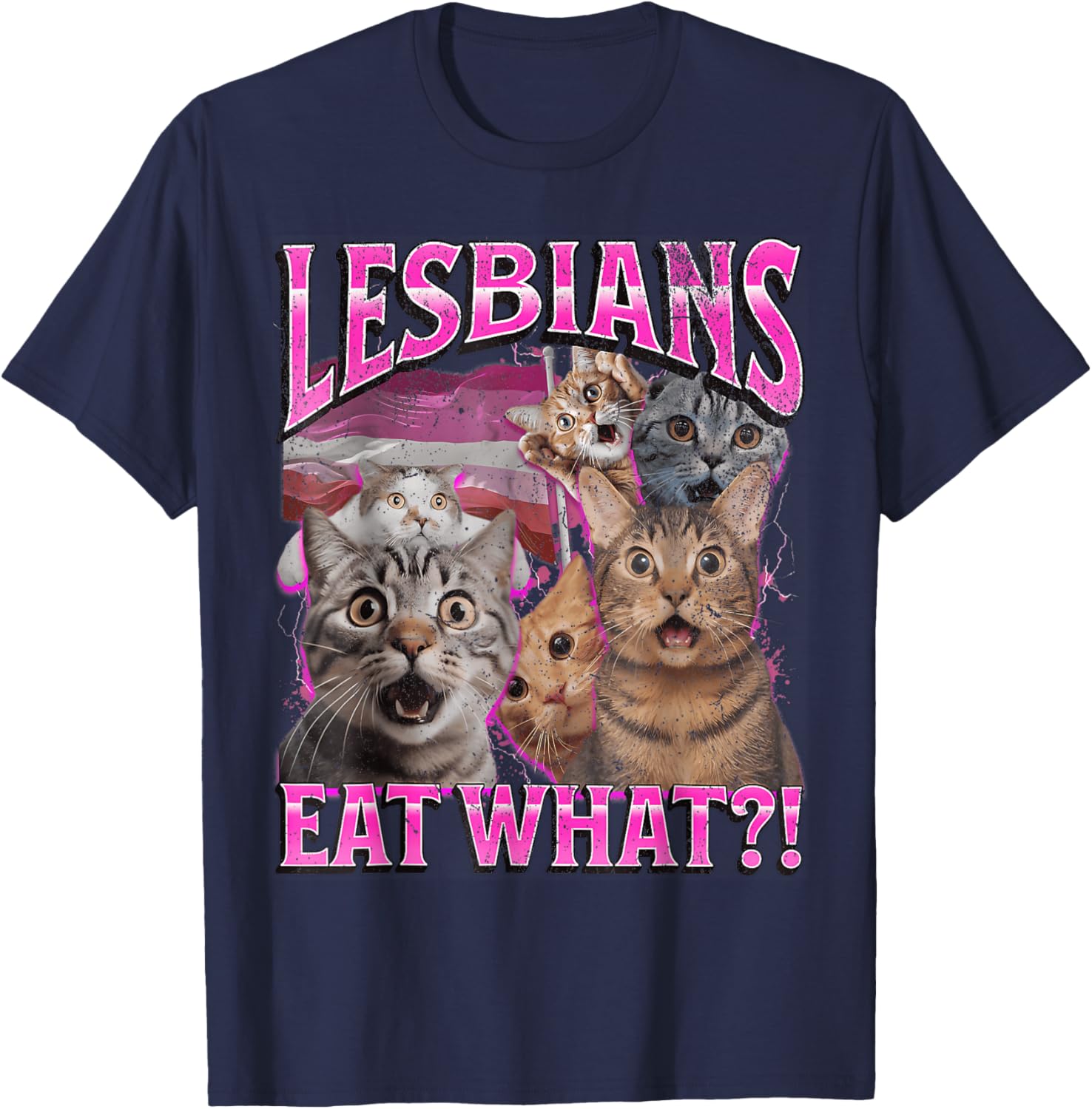 Funny Cat LGBTQ Pride T-Shirt with Lesbians Eat What Pun - Great Gift! - 2