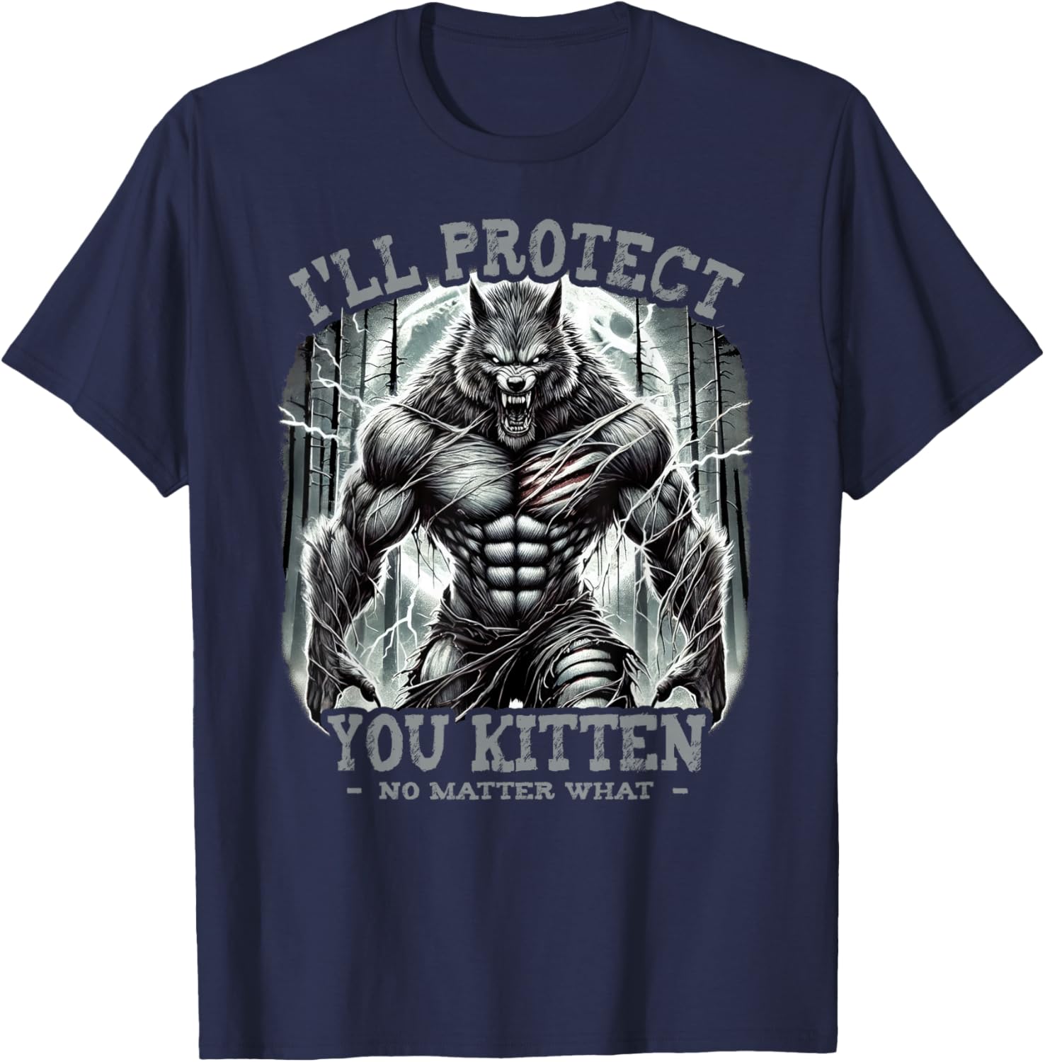 Funny Graphic Tee I'll Protect You Kitten Alpha Wolf T-Shirt for Pet Lovers - 5
