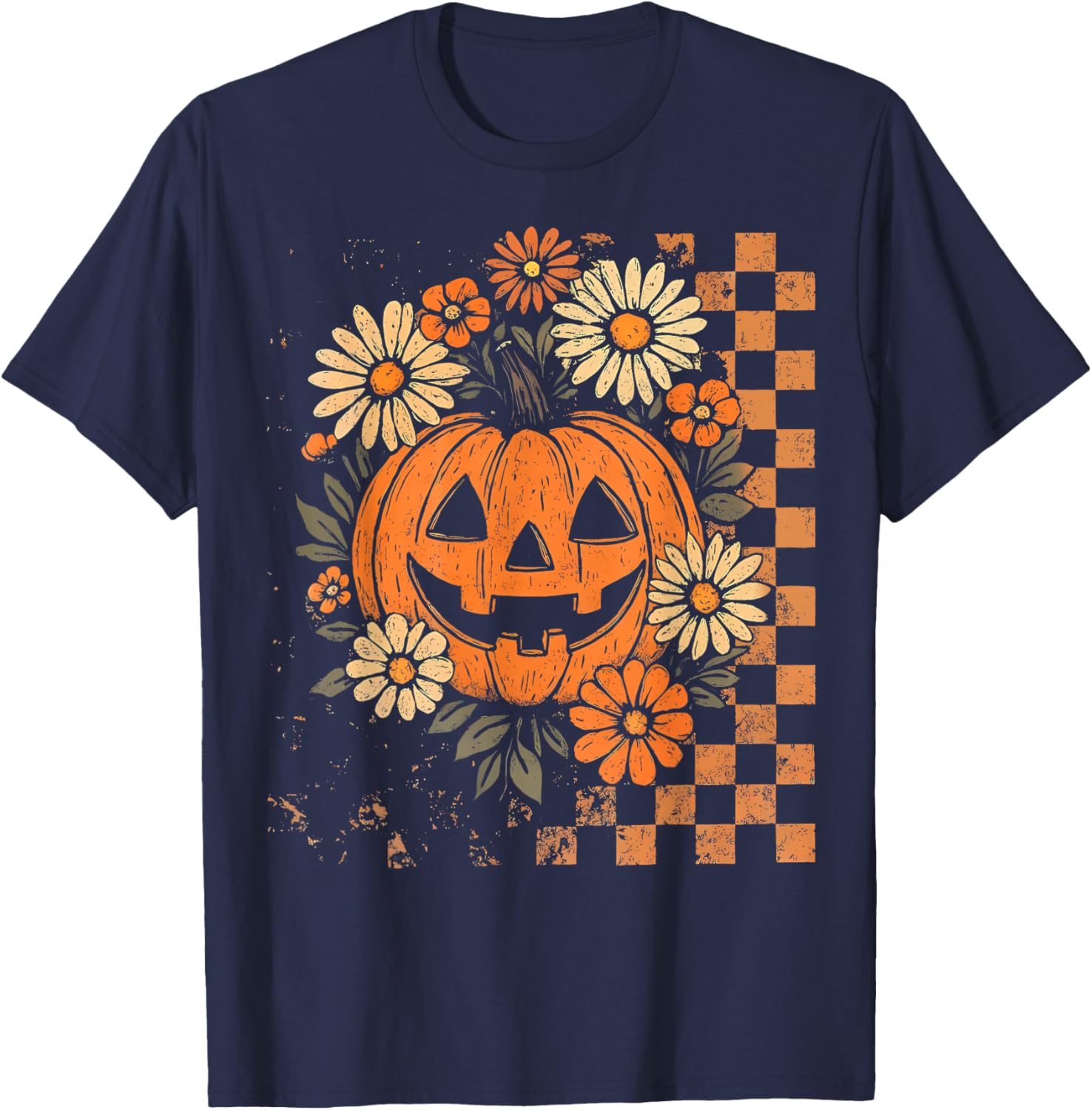 Vintage Floral Boho Pumpkin Halloween T-Shirt for Fall Fun - 18