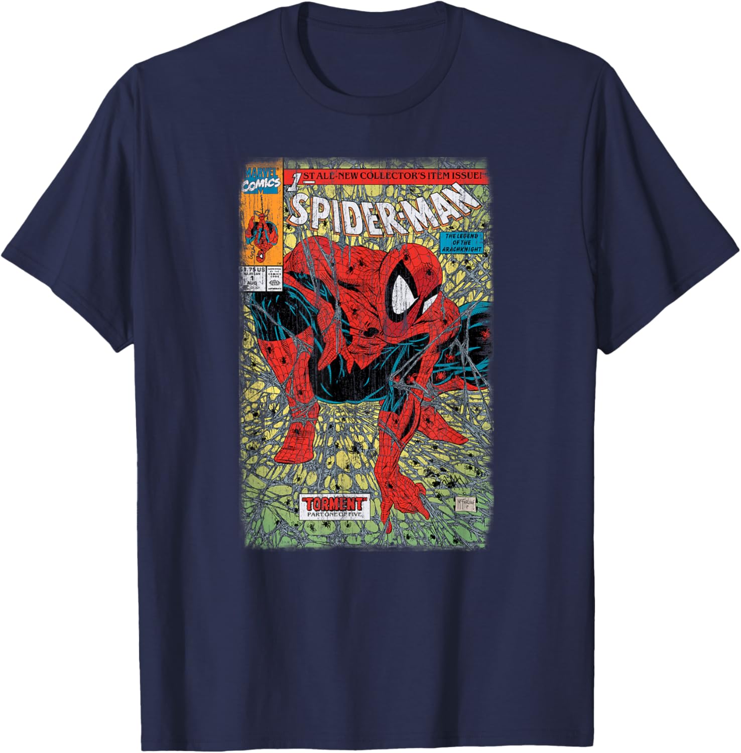 Retro Classic Spider-Man Torment Distressed T-Shirt for Marvel Fans - 3