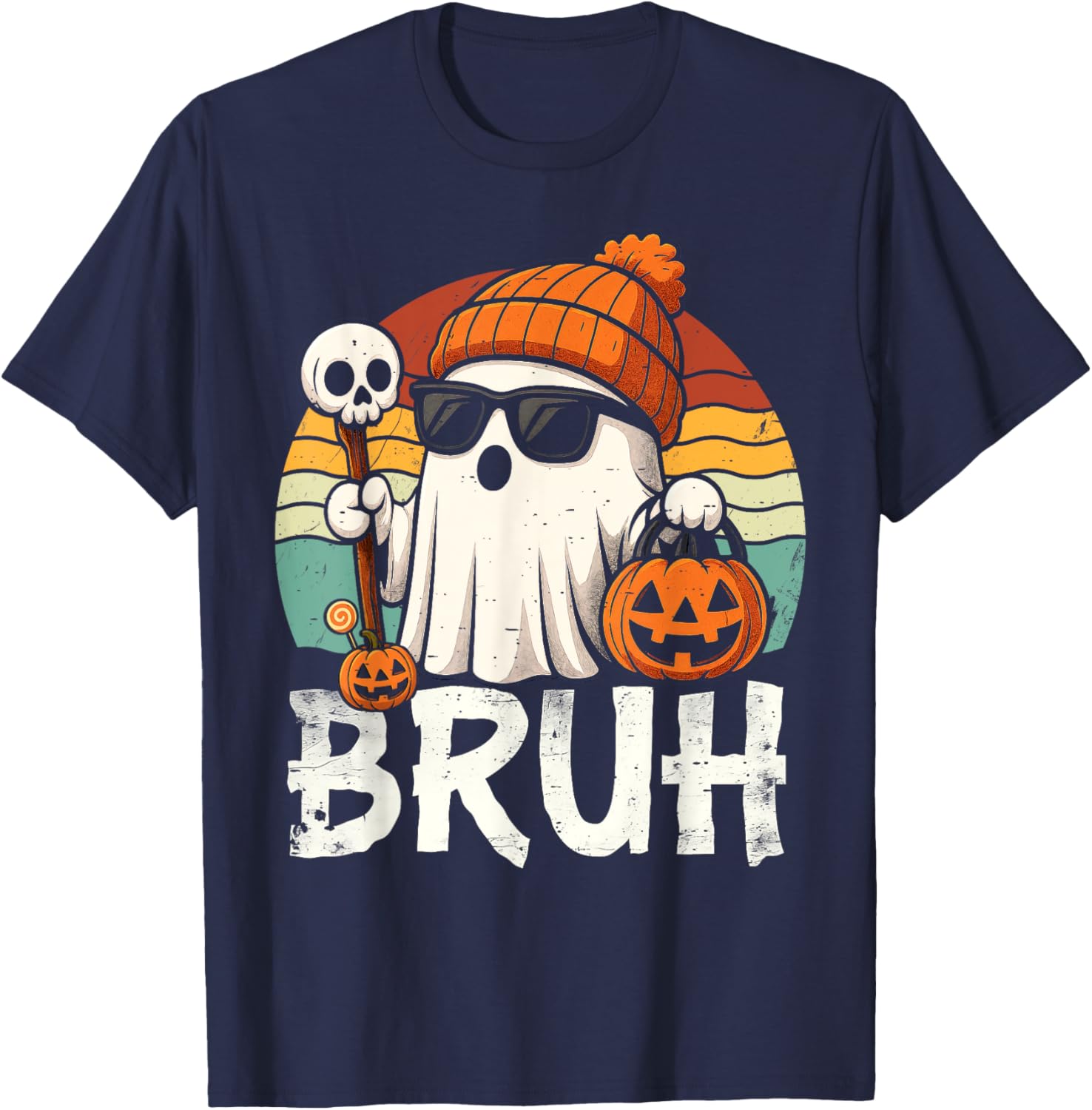 Cute Bruh Ghost Trick or Treat Kids T-Shirt for Halloween Fun - 18