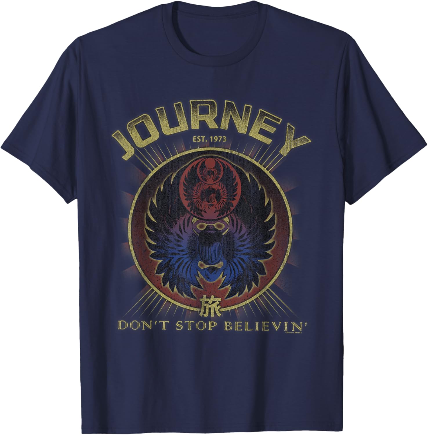 Journey Gold Don't Stop Believin Scarab Logo Vintage T-Shirt for Fans - 1