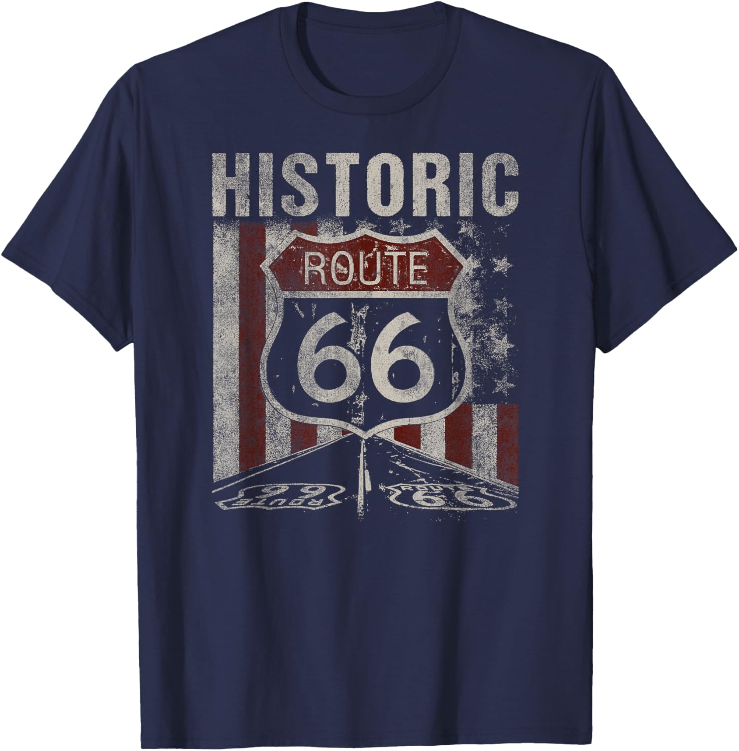 Vintage Route 66 T-Shirt Historic American Highway Sign Clothing - 1