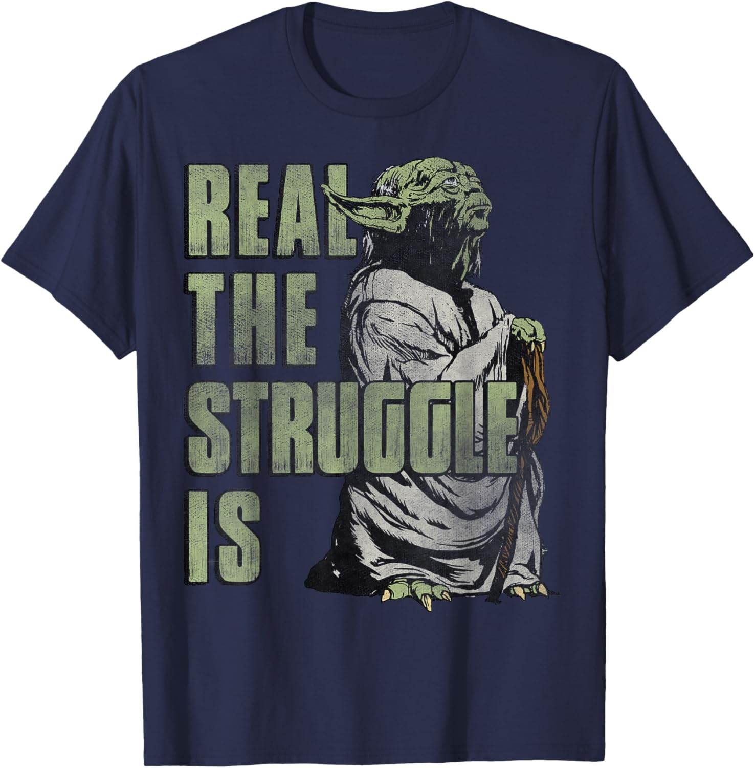 Star Wars Yoda Graphic T-Shirt The Struggle Is Real Fun Apparel - 6