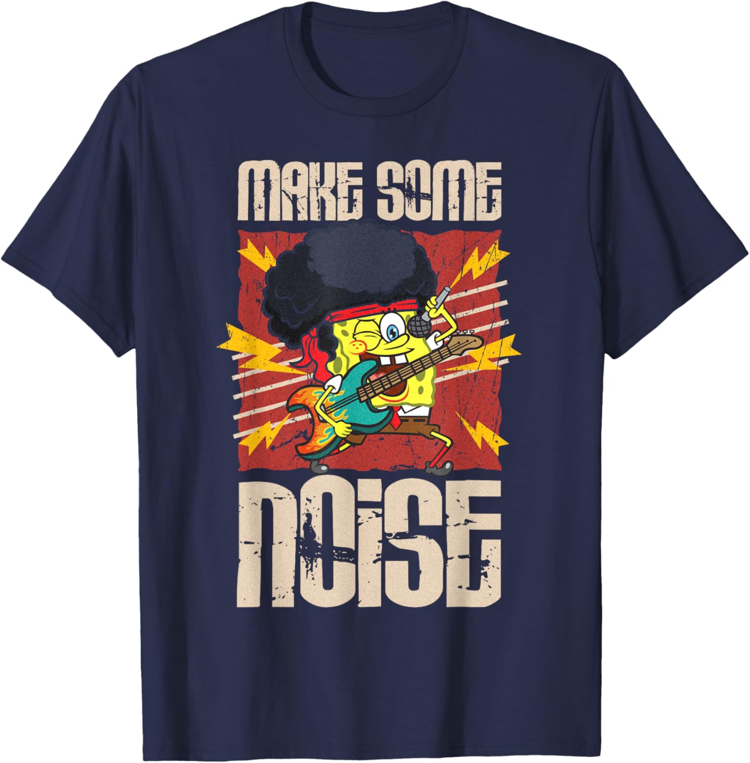 Mademark SpongeBob Make Some Noise Rock and Roll Retro T-Shirt - 10
