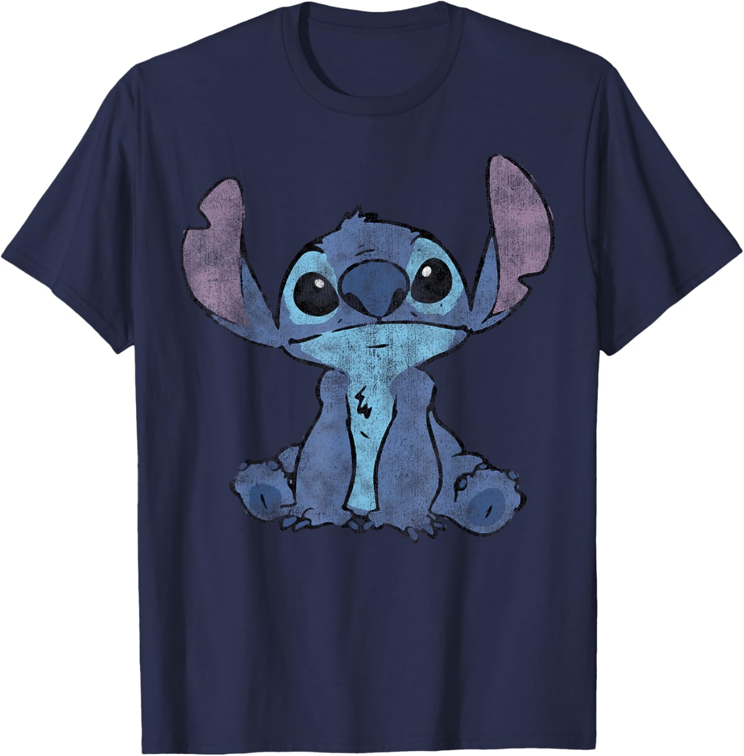 Disney Lilo and Stitch Distressed Stitch Portrait T-Shirt for Fans - 1