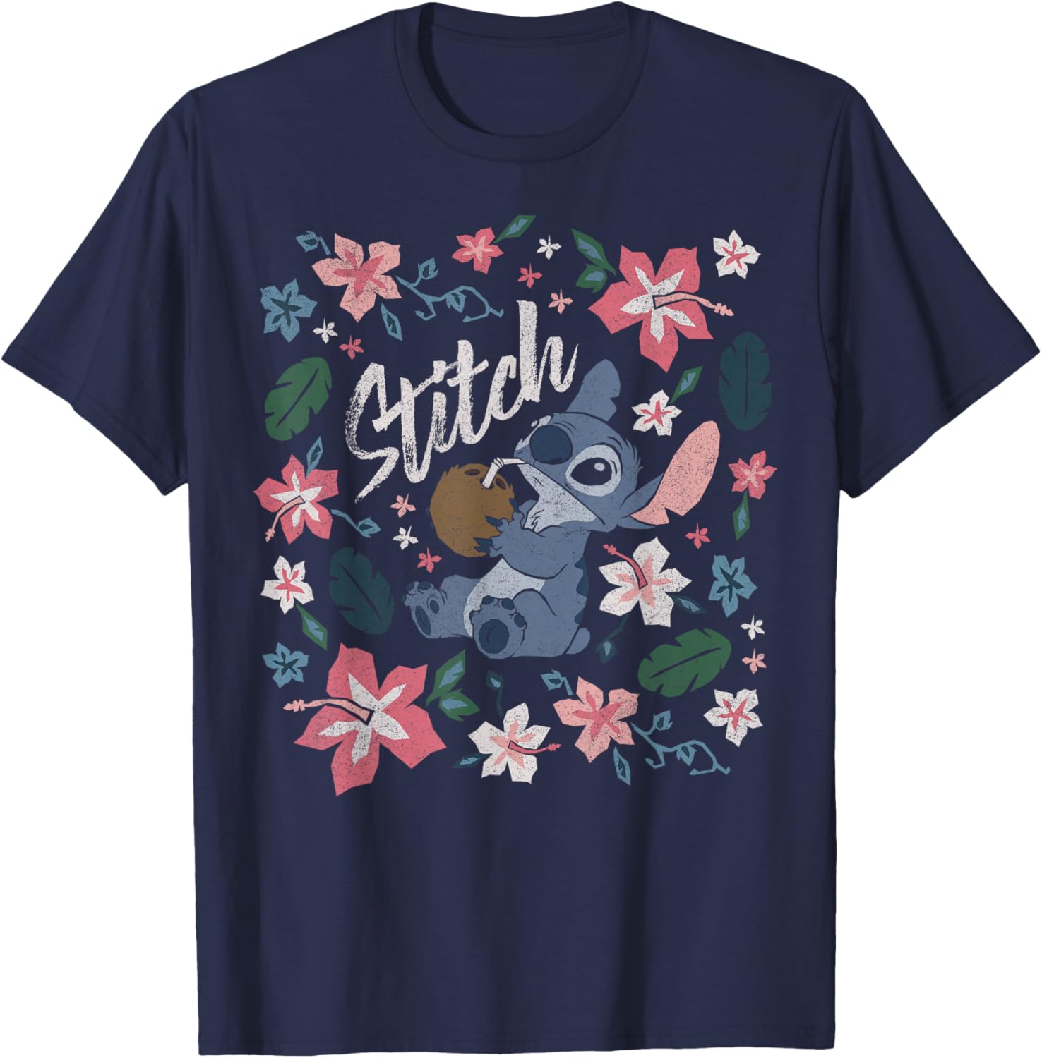 Disney Lilo & Stitch Floral Coconut Portrait Short Sleeve T-Shirt - 2