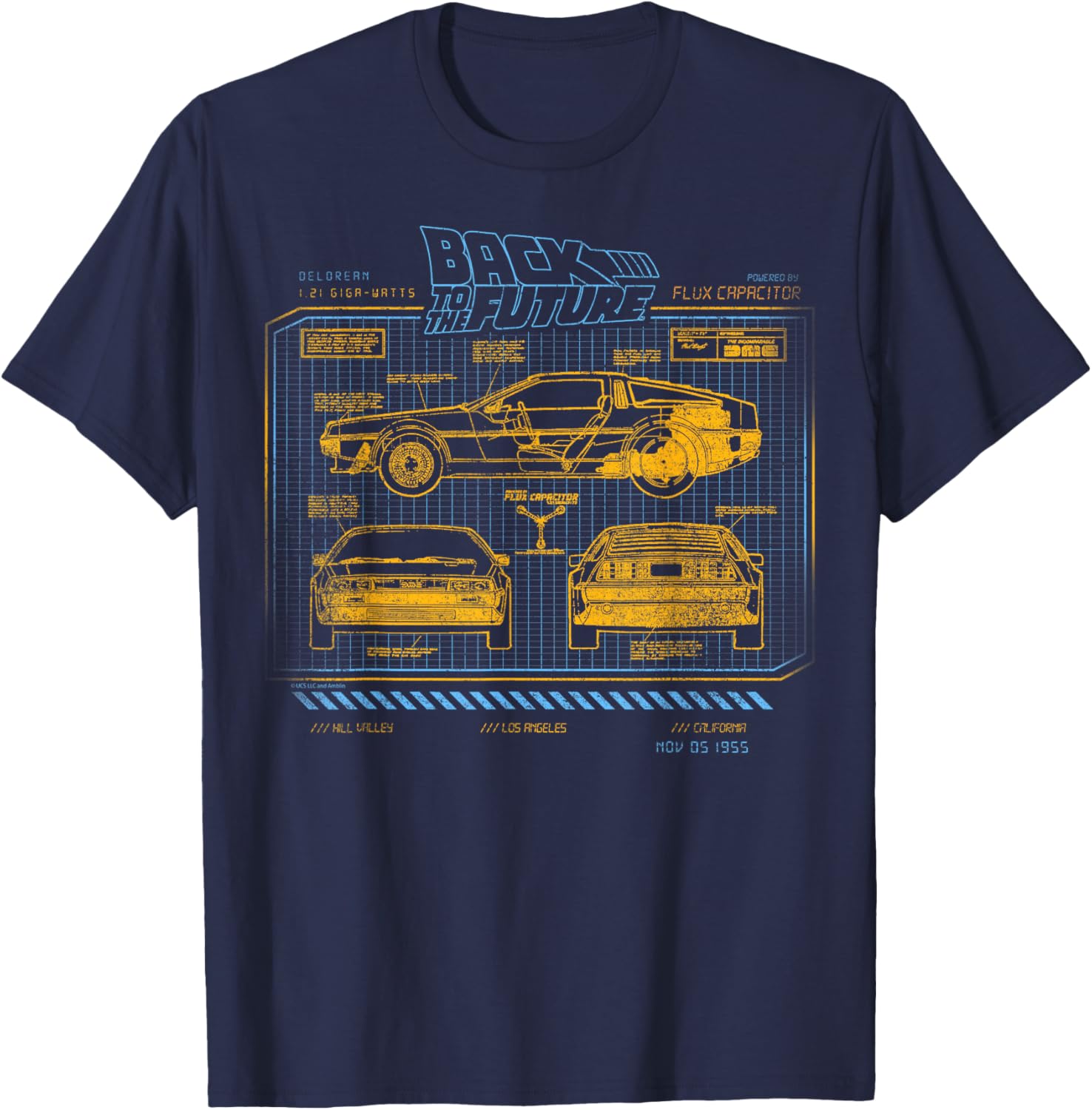 Back To The Future DeLorean Schematics T-Shirt for Fans and Collectors - 4