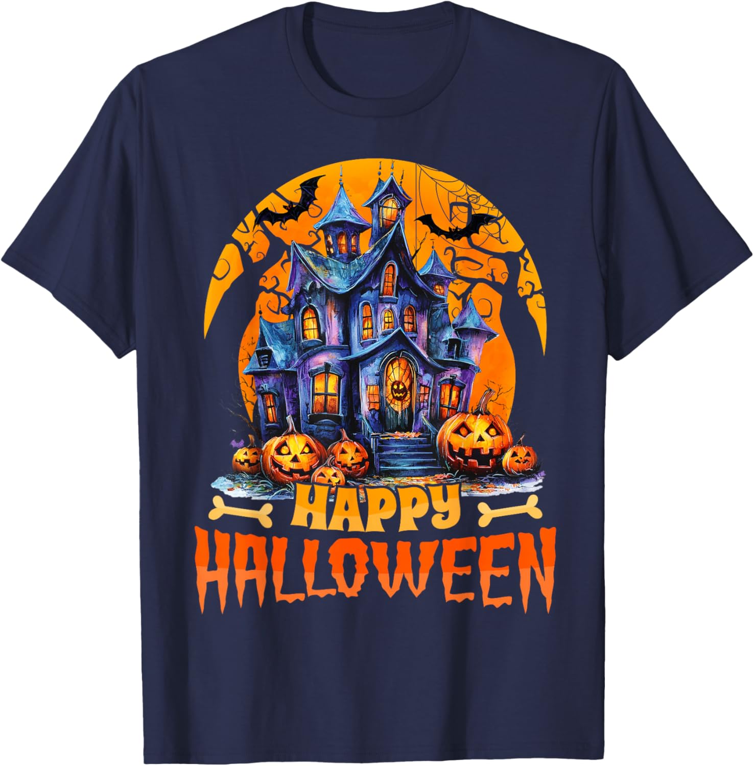 Happy Halloween Haunted House T-Shirt for Men and Women Costume Fun - 3