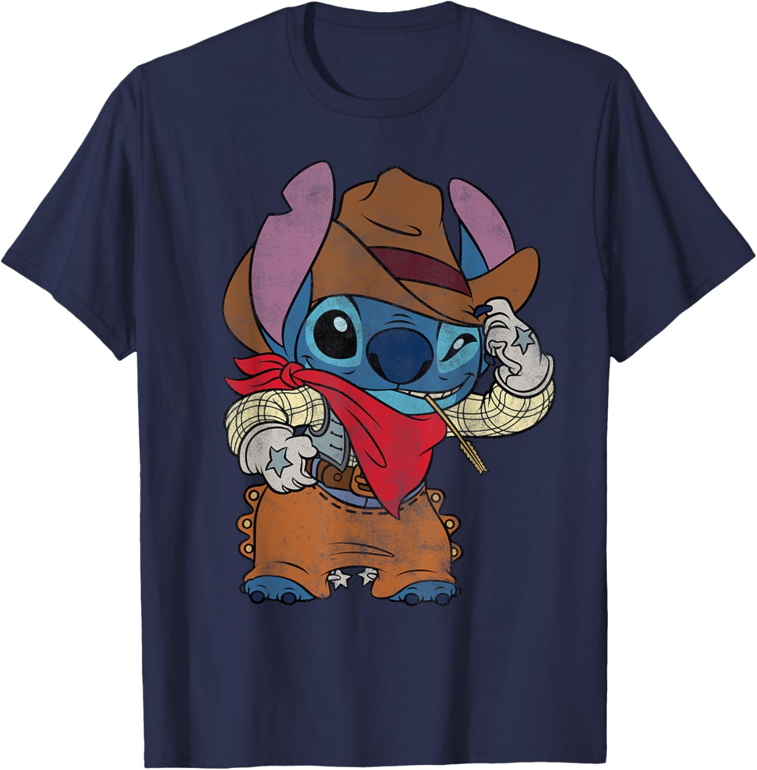 Disney Stitch Cowboy Costume T-Shirt Vintage Western Style Apparel - 5