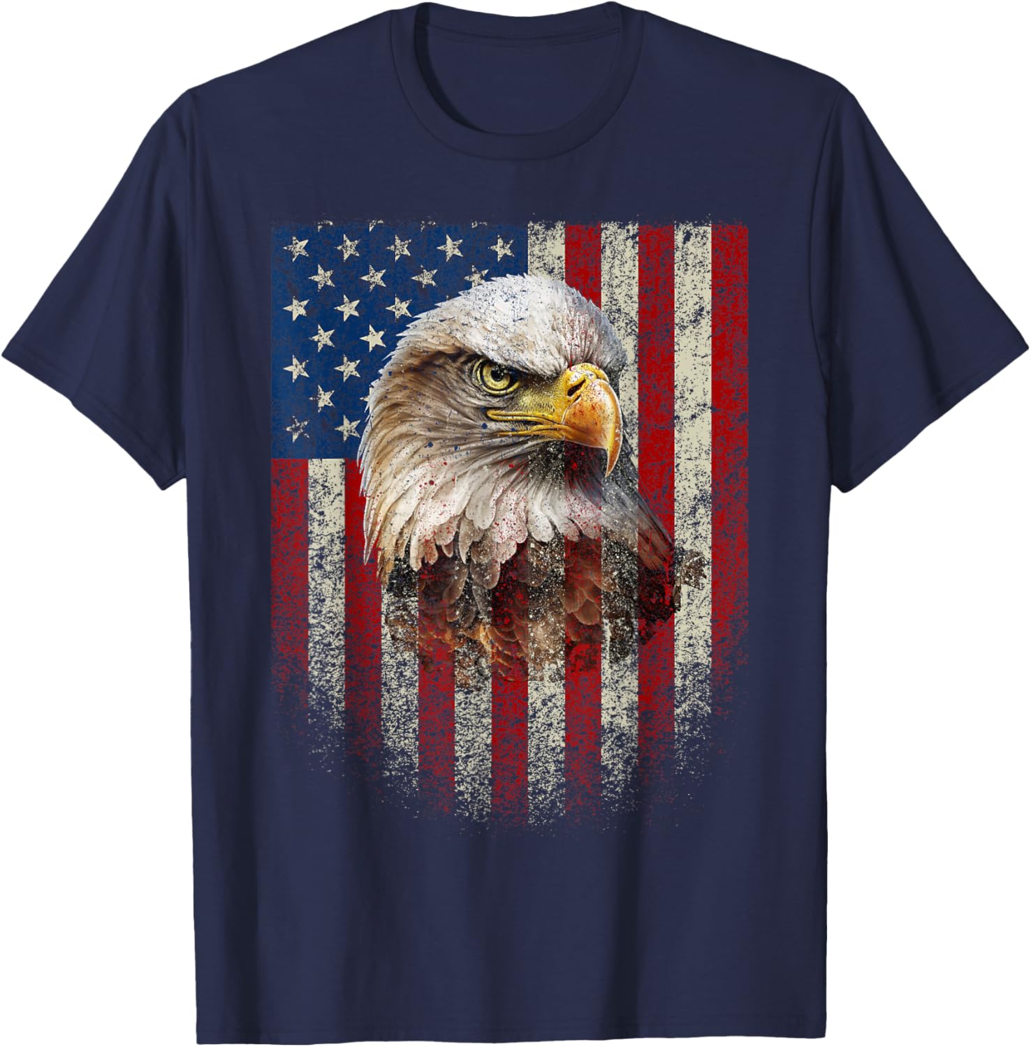American Flag Bald Eagle T-Shirt Patriotic Red White Blue Apparel - 15