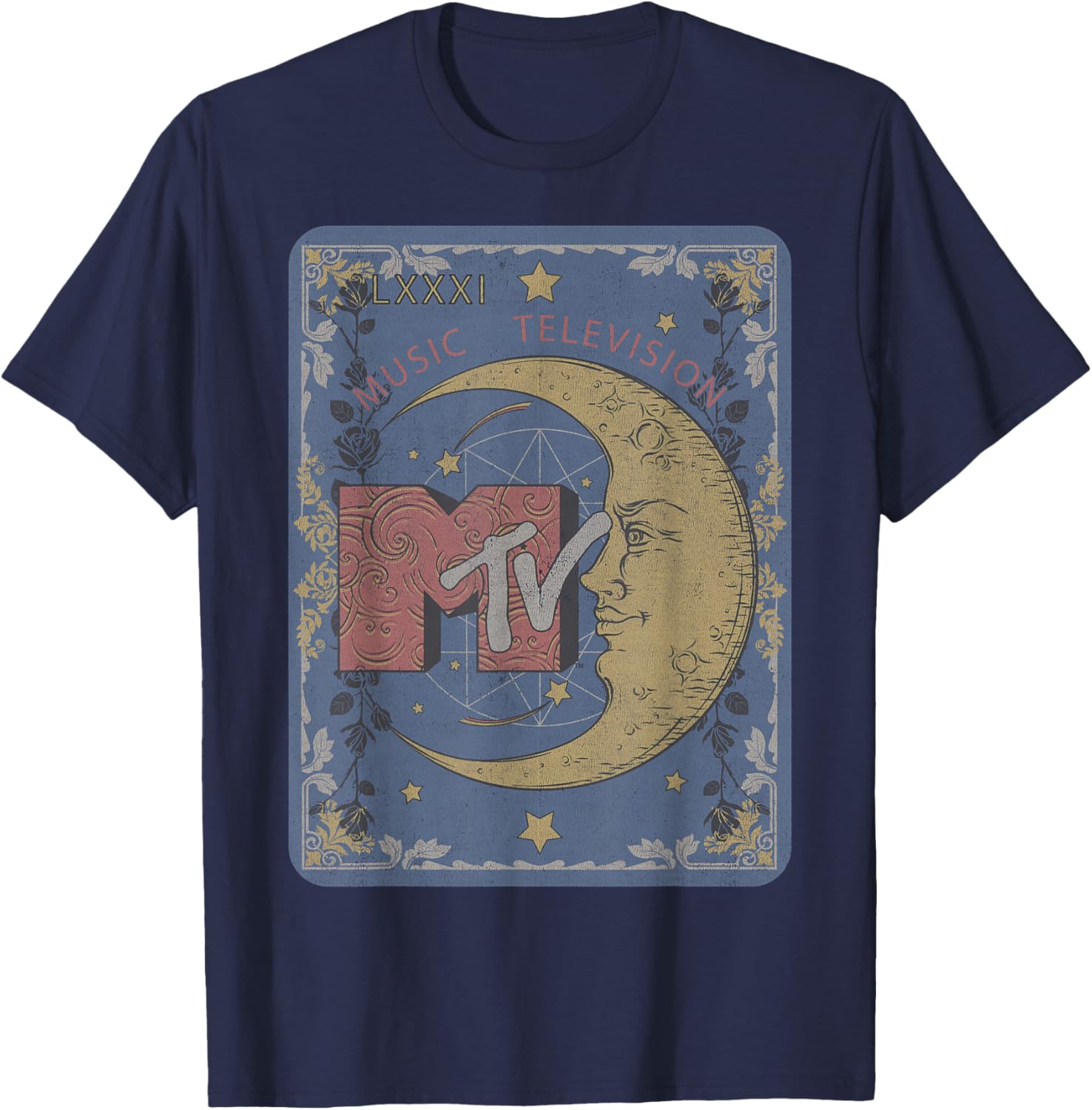MTV Music Television Tarot Card T-Shirt with Crescent Moon Design - 8