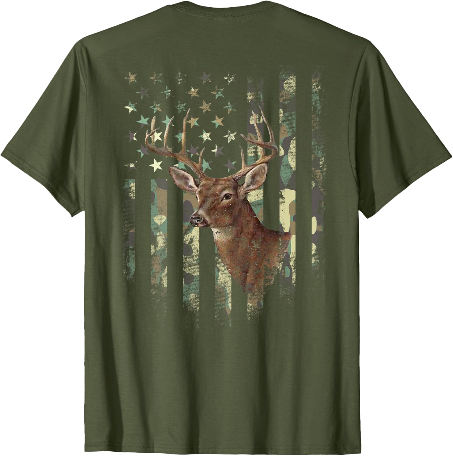 American Flag Deer Hunting Camo T-Shirt for Men, Women, and Kids - 23