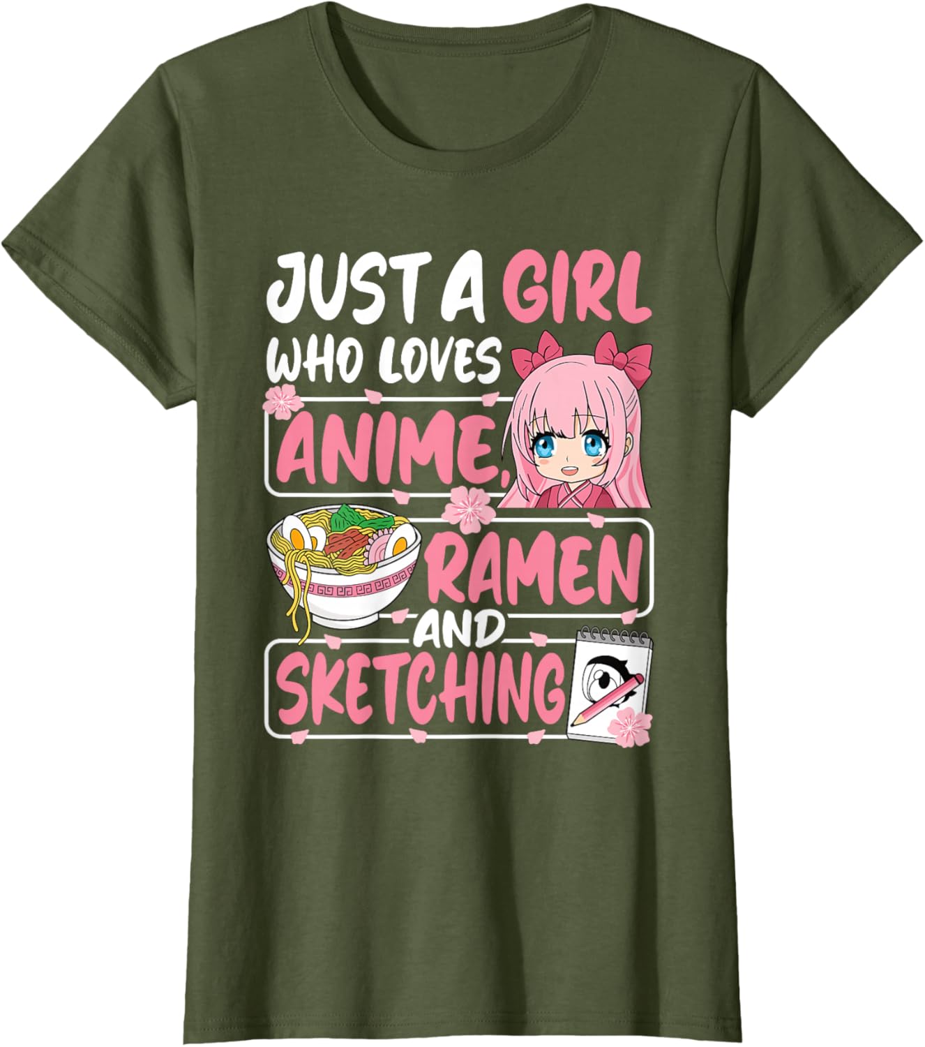 Cute Anime Ramen Sketching T-Shirt for Girls Who Love Japan Culture - 2