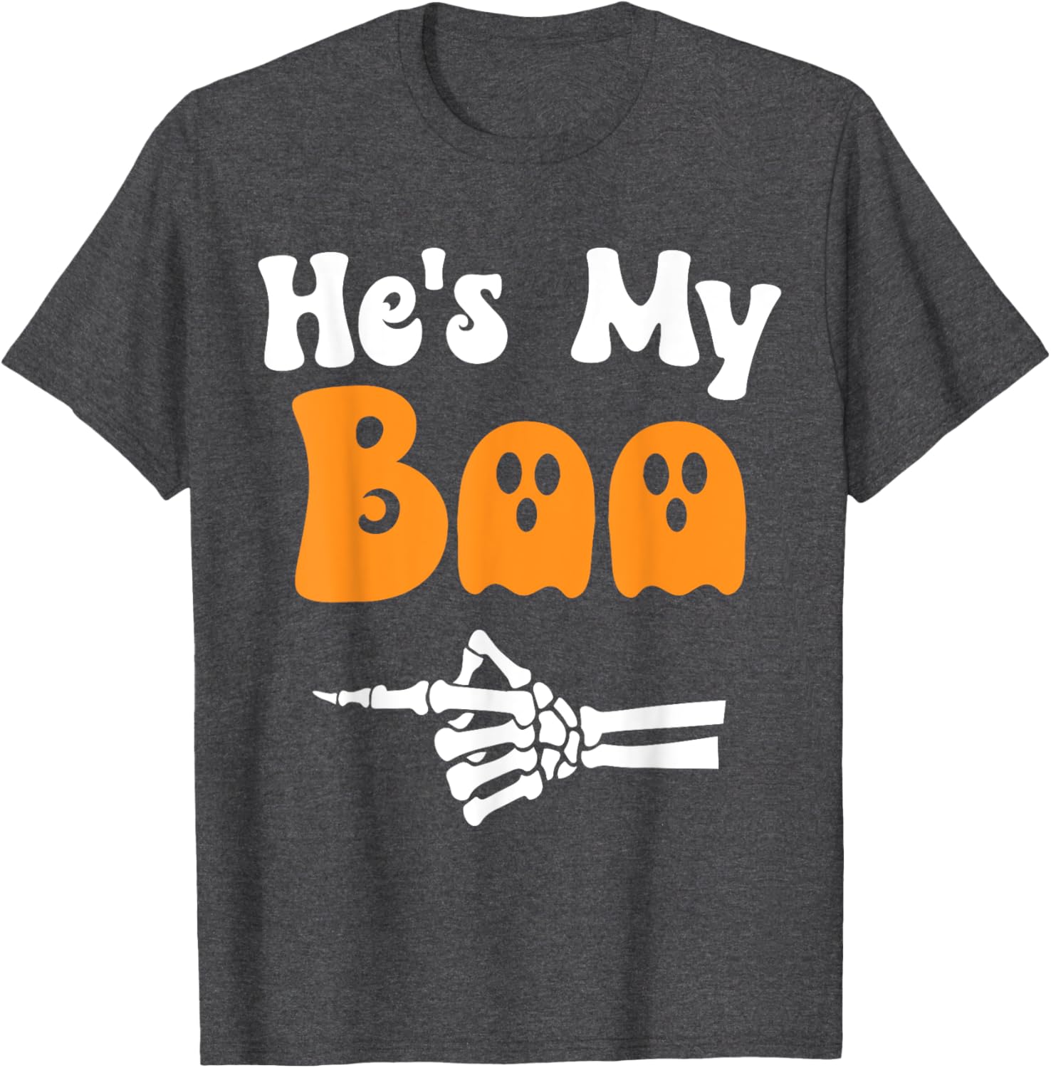 Matching Halloween Pajama Couples T-Shirt He's My Boo Fun Sleepwear - 2
