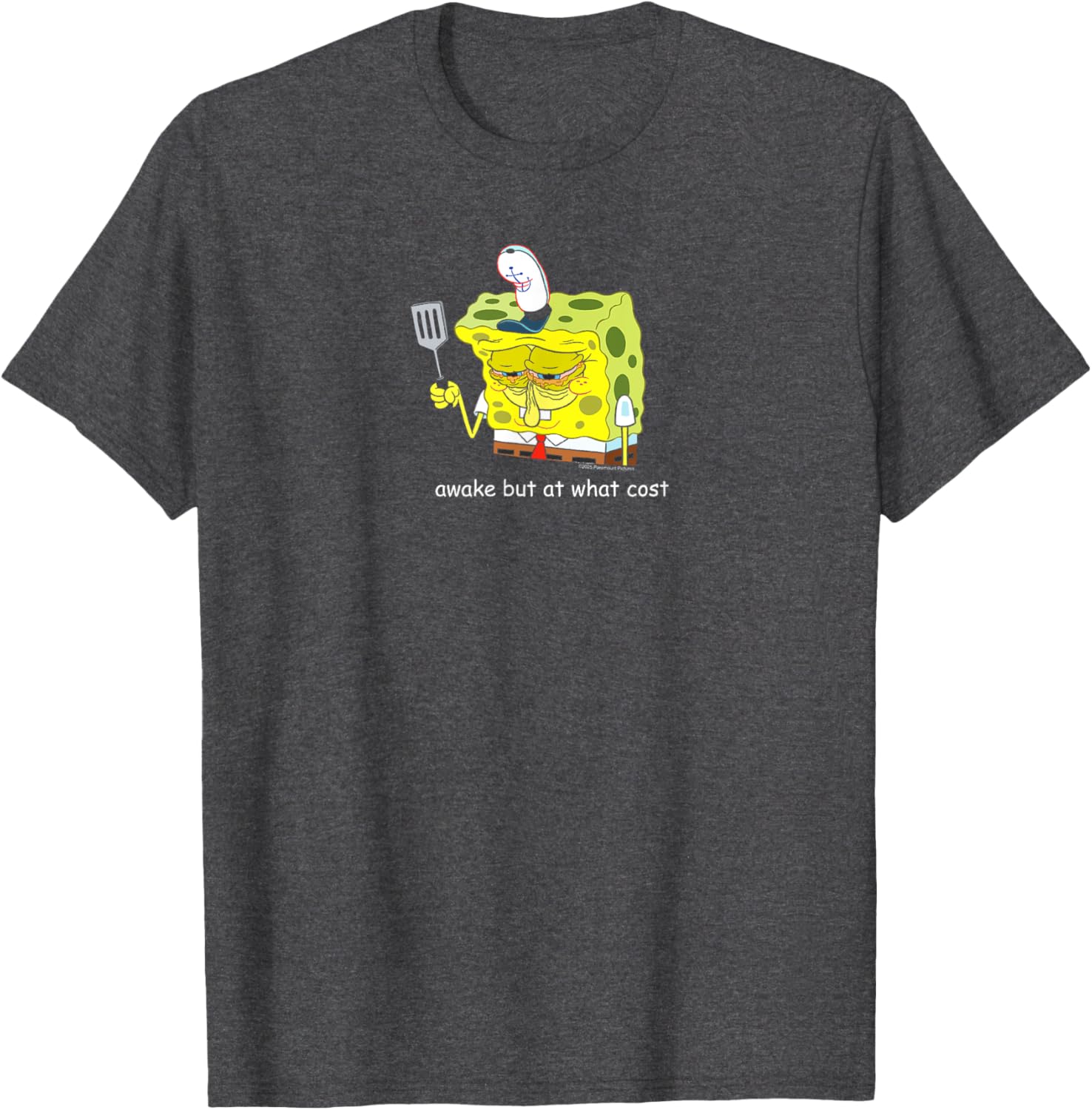 SpongeBob SquarePants Meme T-Shirt Awake But At What Cost Fun Apparel - 4