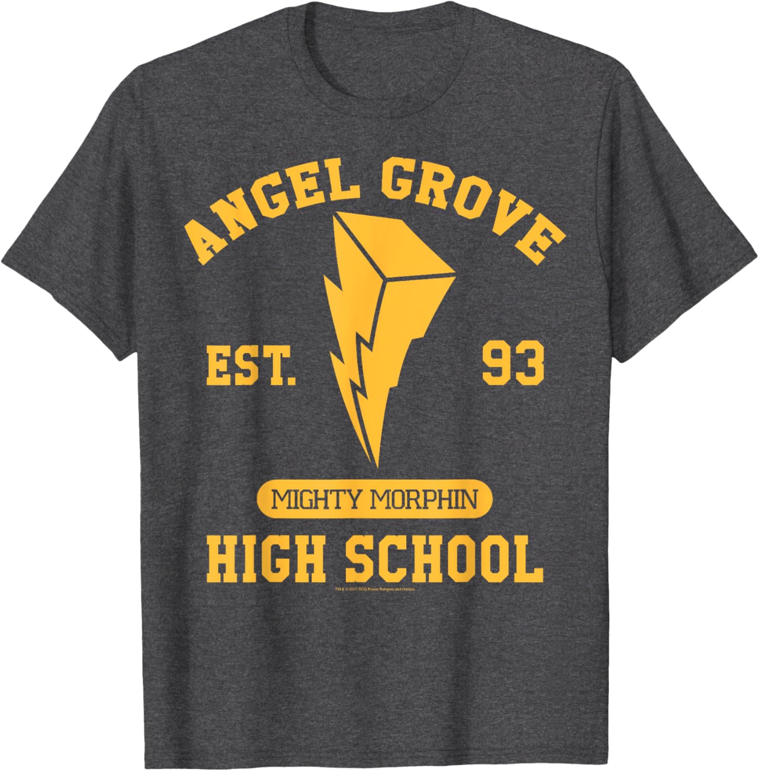 Power Rangers Angel Grove High School Gold T-Shirt - Fun Collegiate Apparel - 5