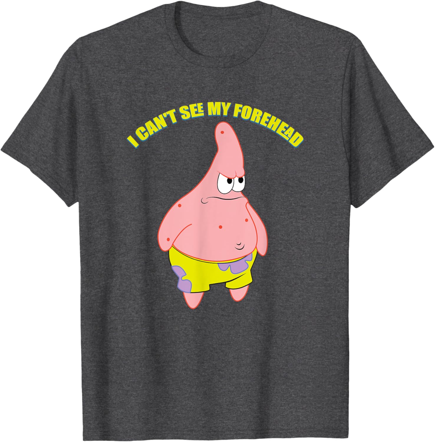 Mademark Patrick Star T-Shirt - Funny I Can't See My Forehead Design - 1
