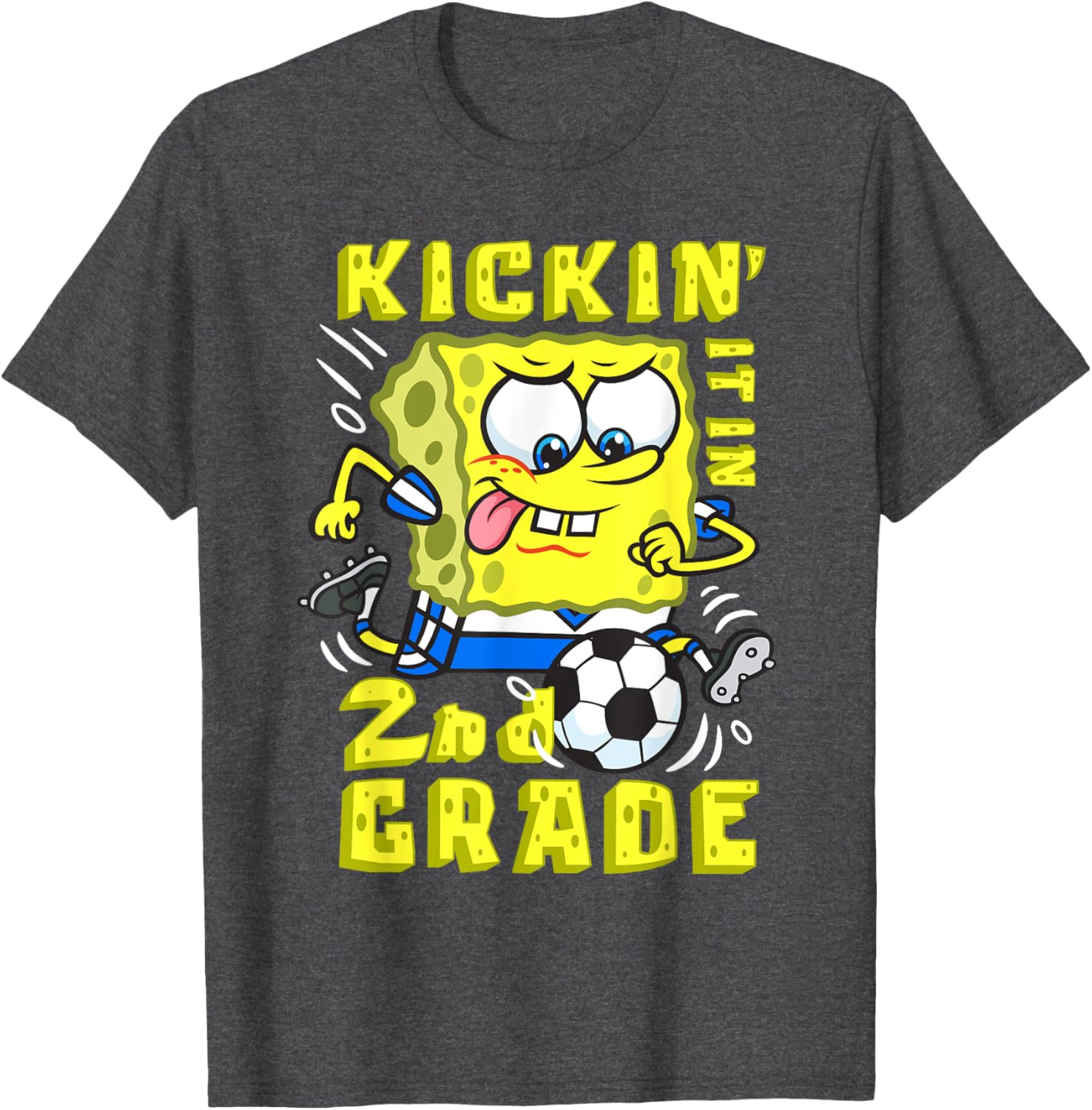 SpongeBob SquarePants Kickin It In 2nd Grade Soccer T-Shirt Gift for Kids - 5