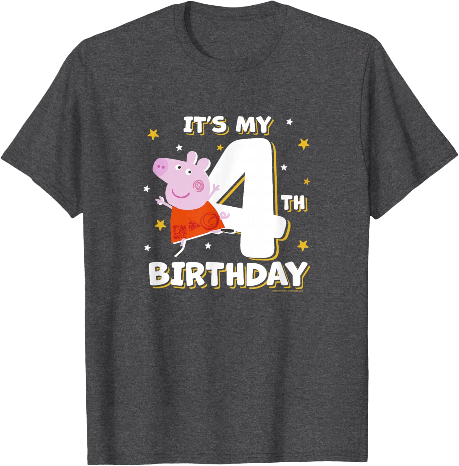 Peppa Pig 4th Birthday Holiday Stars Celebration T-Shirt for Kids - 4