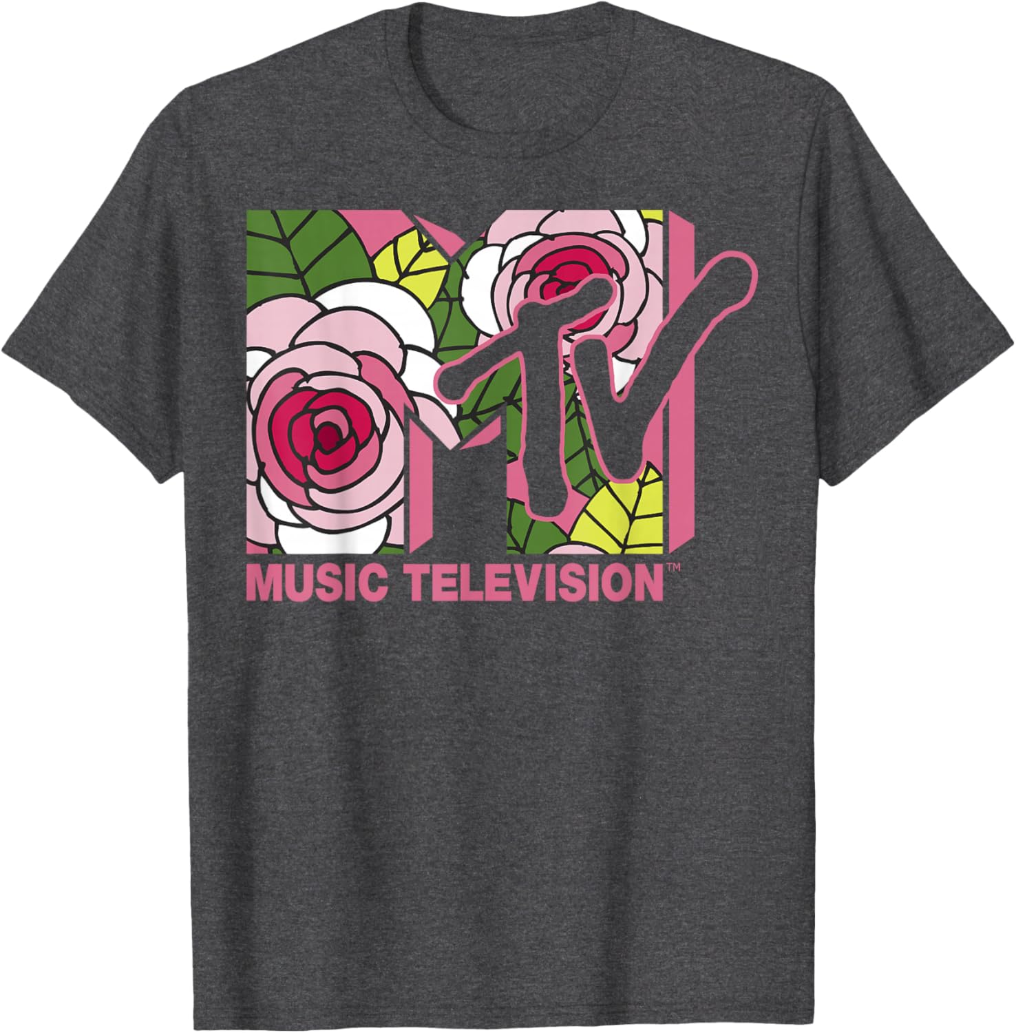 MTV Floral Roses Music Television Logo T-Shirt for Trendy Style - 1